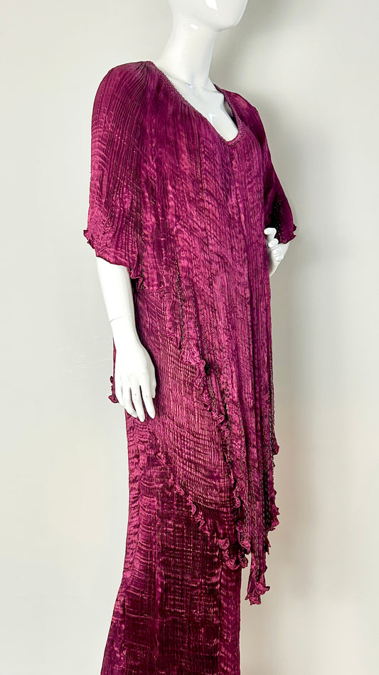 Charles and Patricia Lester pleated and beaded ensemble