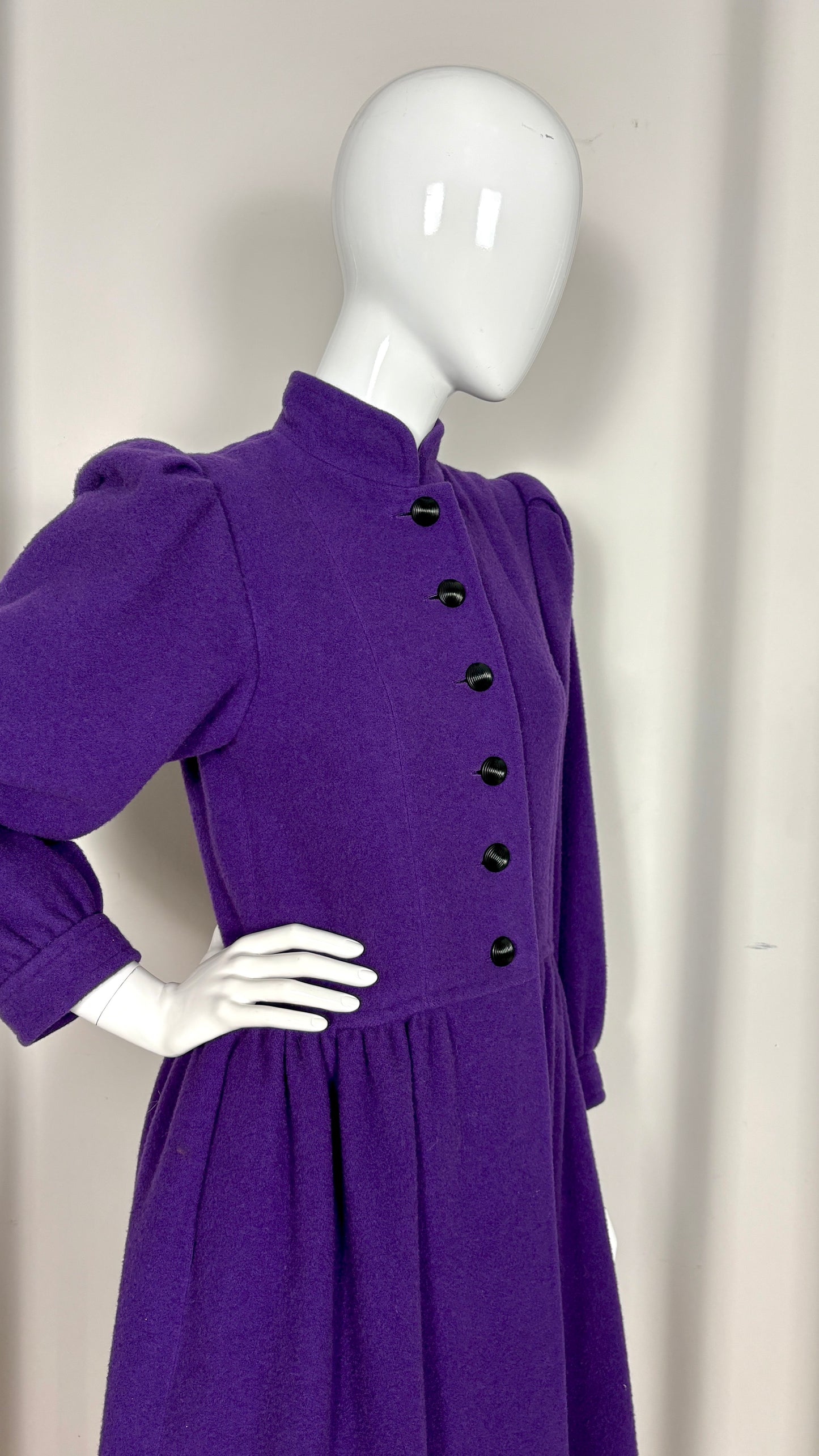 Yves Saint Laurent aubergine wool coat