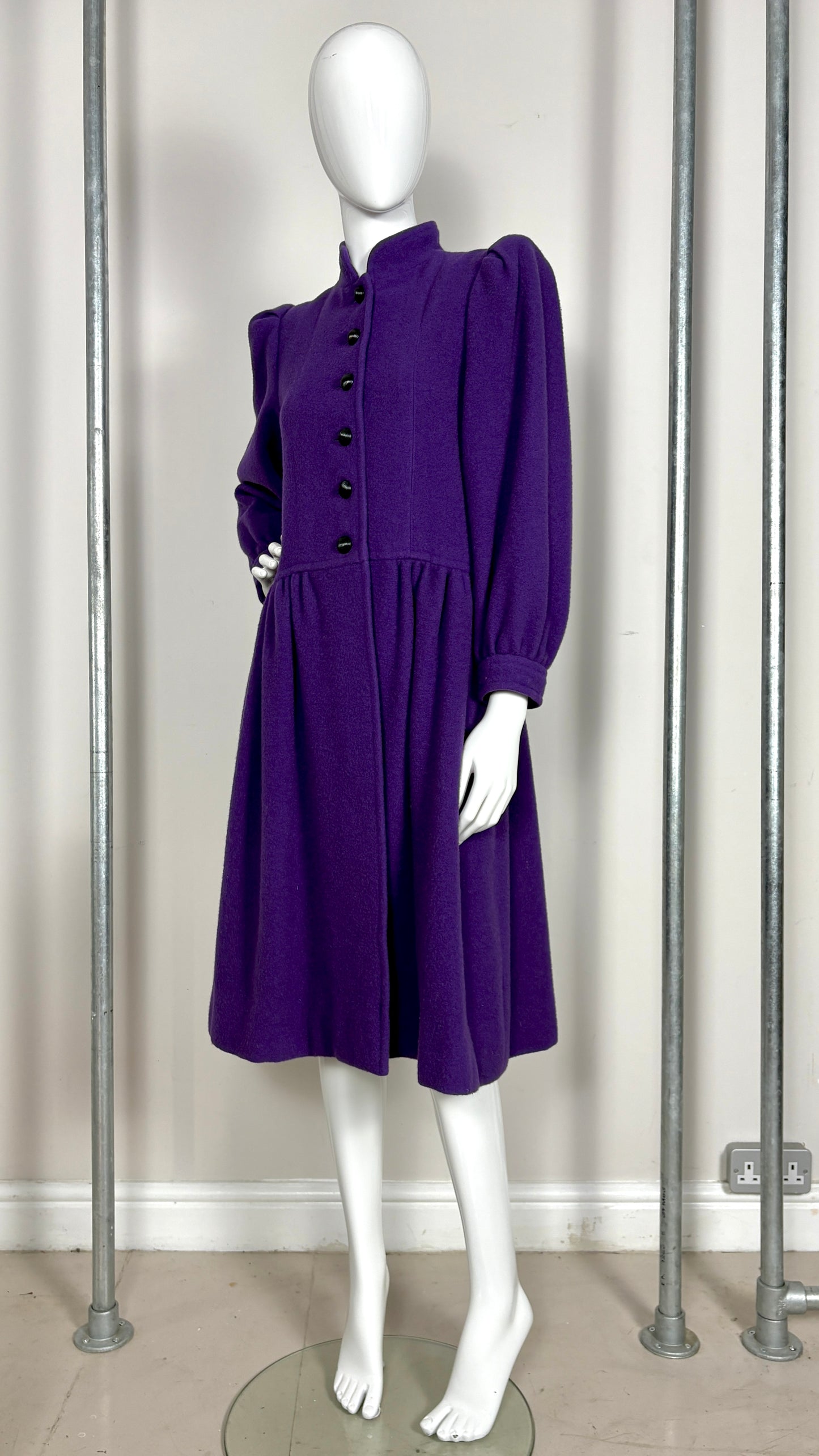 Yves Saint Laurent aubergine wool coat