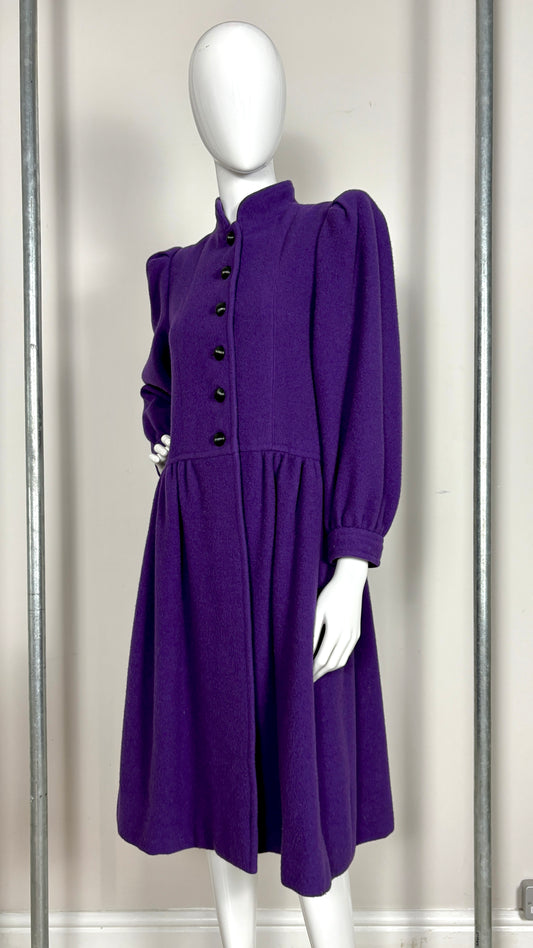 Yves Saint Laurent aubergine wool coat