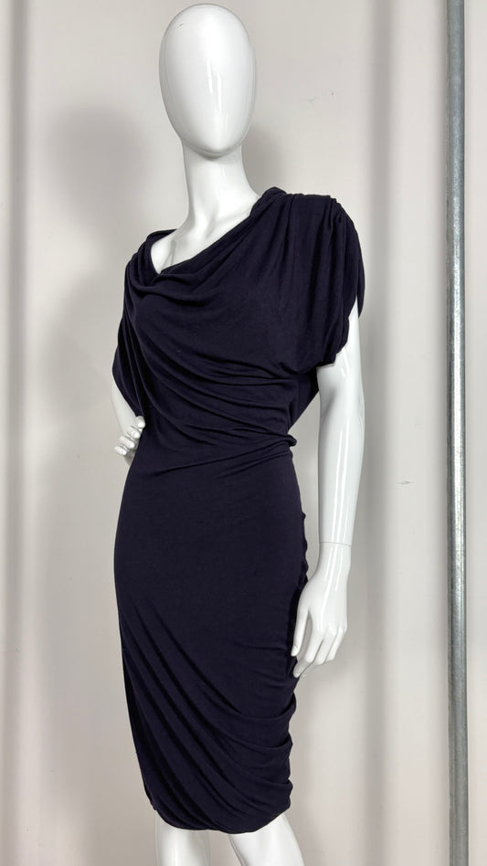 Alexander McQueen purple jersey draped dress