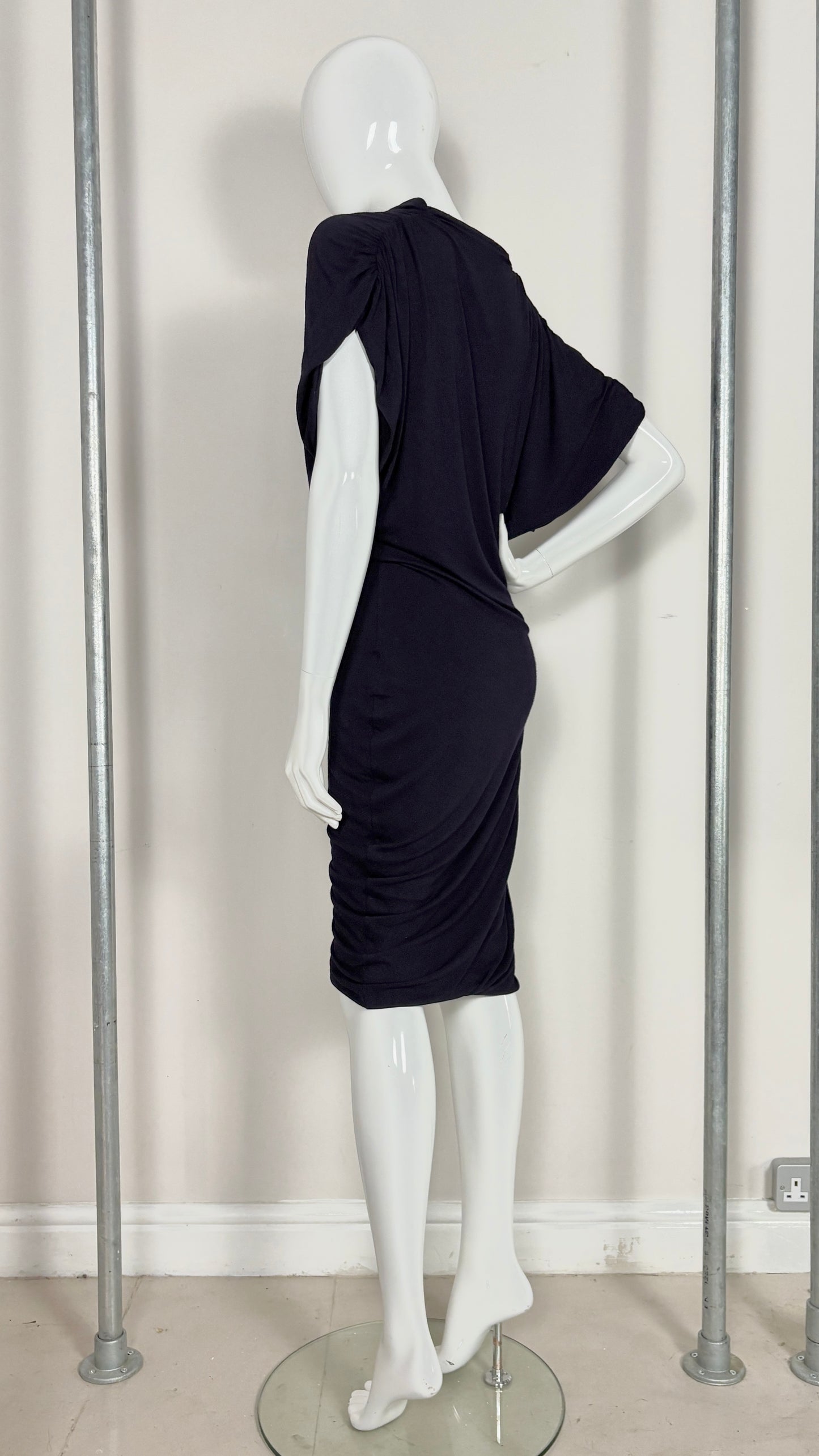 Alexander McQueen purple jersey draped dress