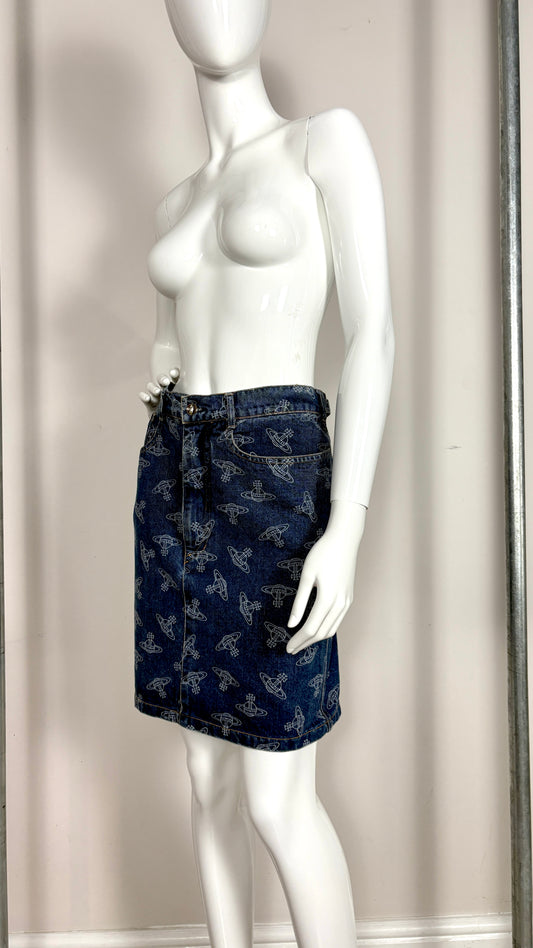 Vivienne Westwood S/S 1985 denim orb skirt