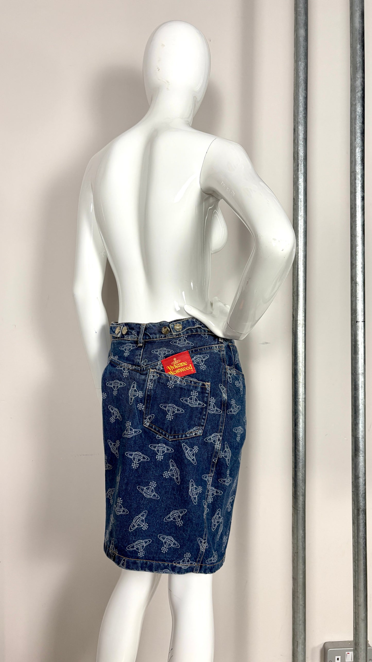 Vivienne Westwood S/S 1985 denim orb skirt