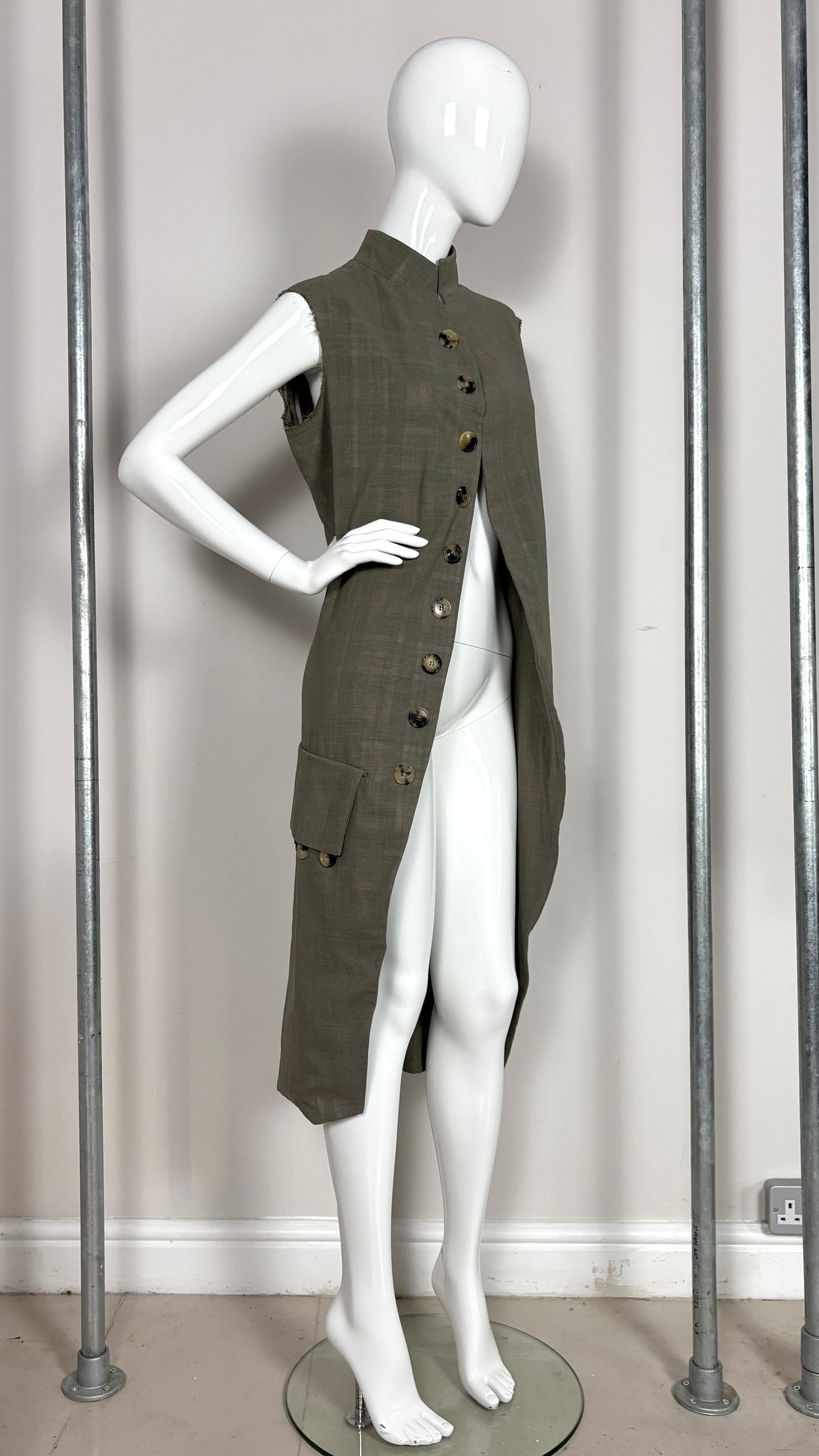 Margiela translucent plaid frock coat.