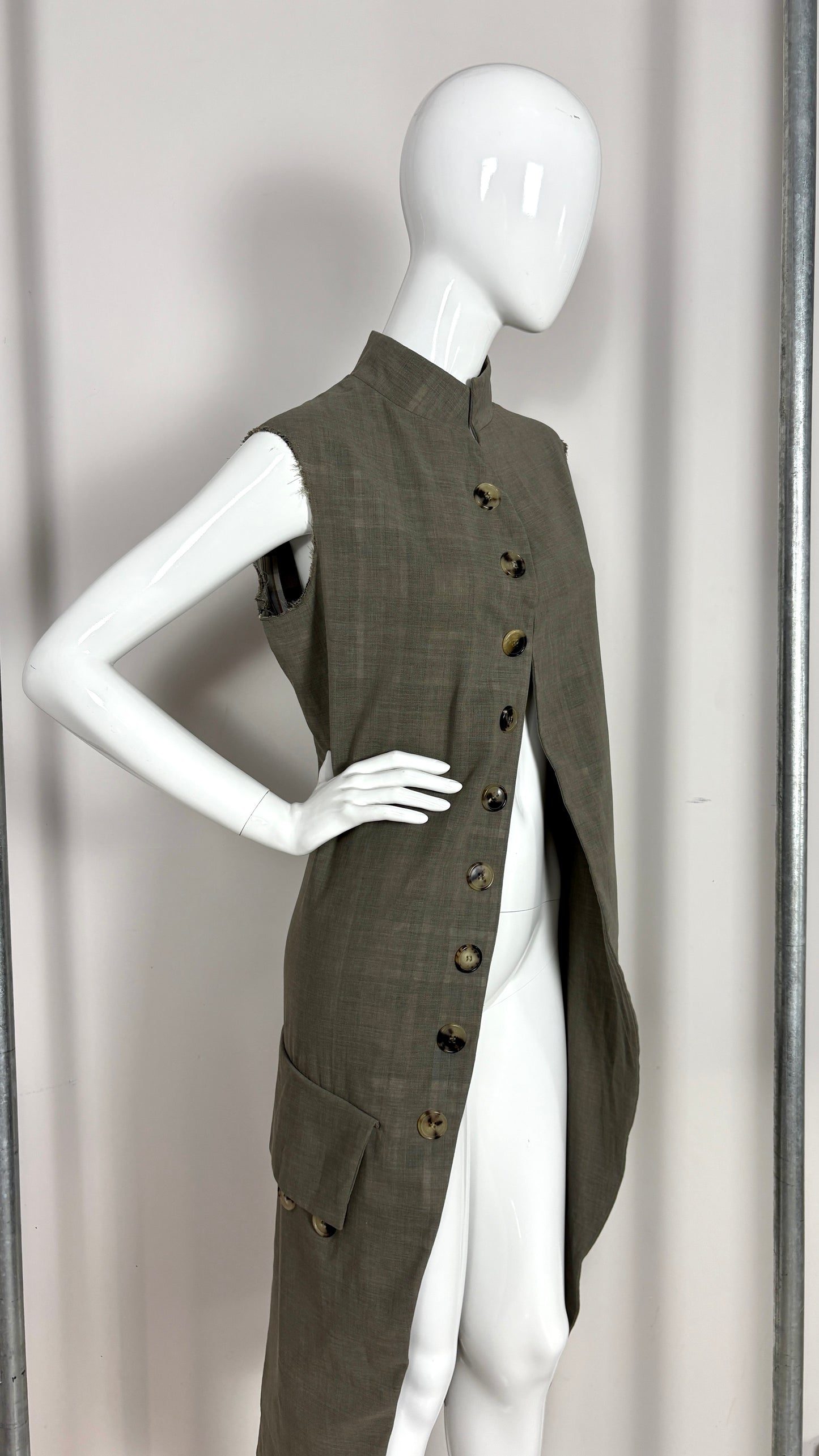 Margiela translucent plaid frock coat.