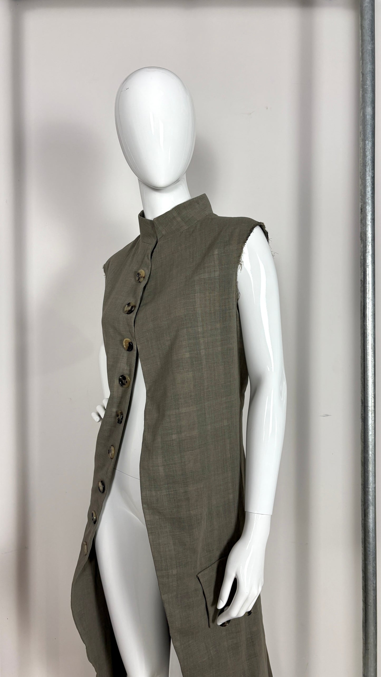 Margiela translucent plaid frock coat.
