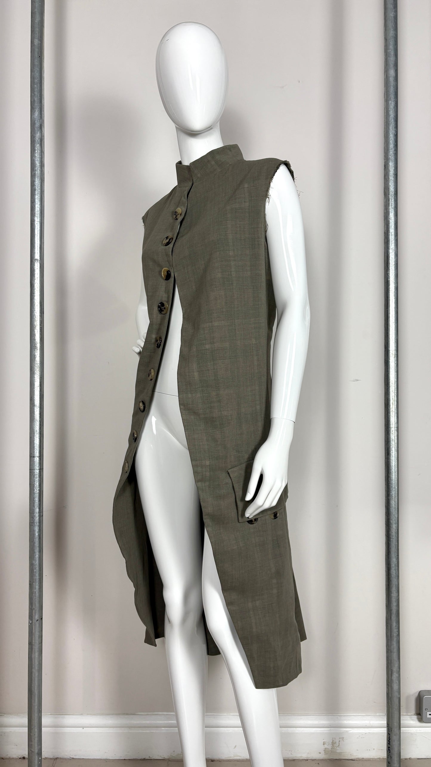 Margiela translucent plaid frock coat.