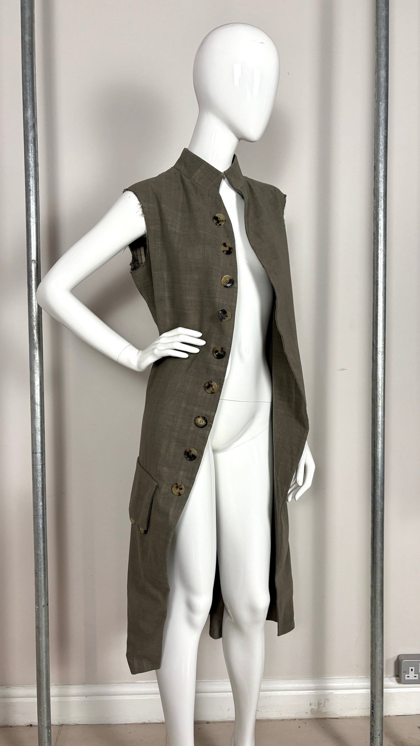 Margiela translucent plaid frock coat.