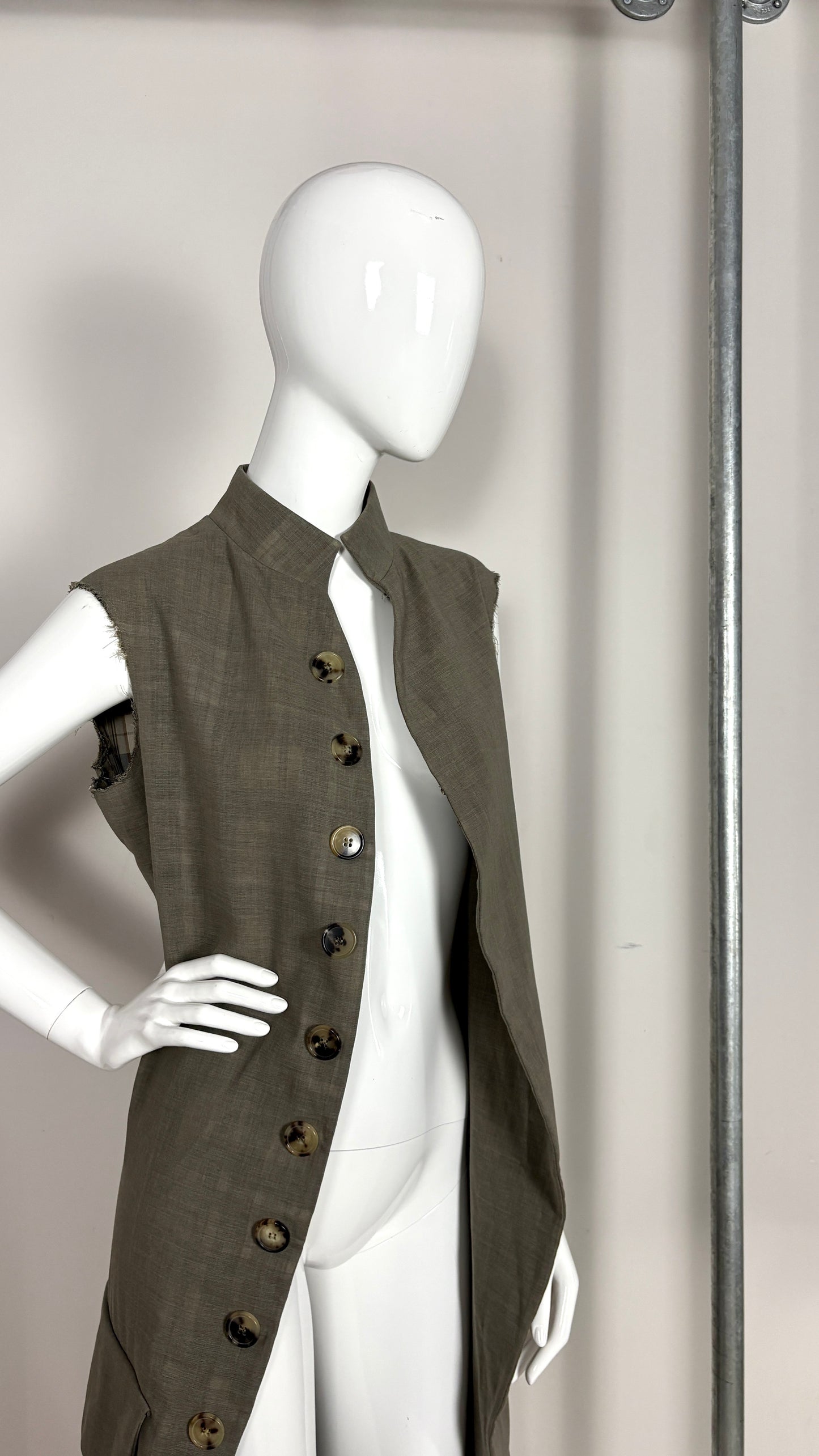 Margiela translucent plaid frock coat.