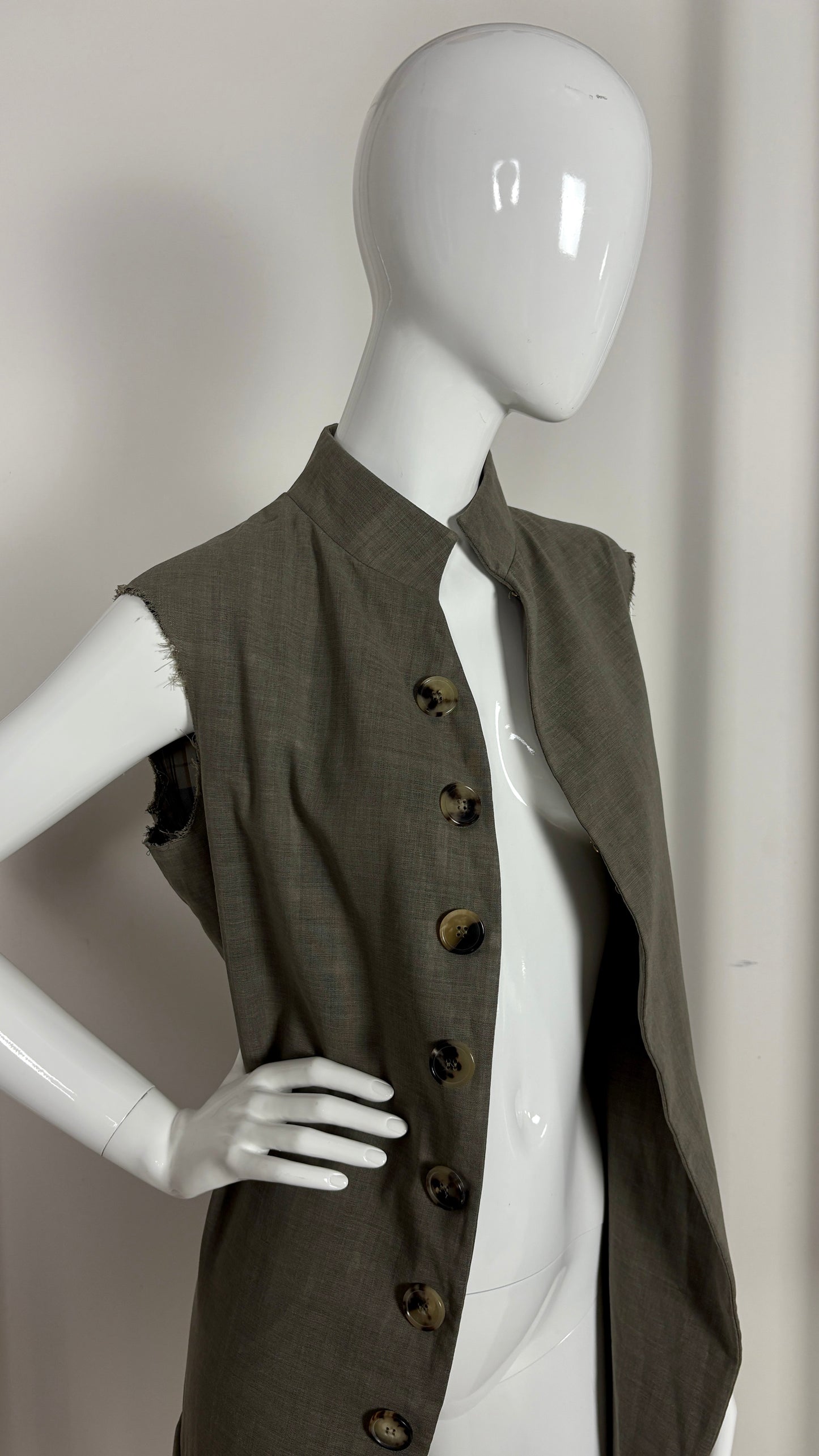 Margiela translucent plaid frock coat.