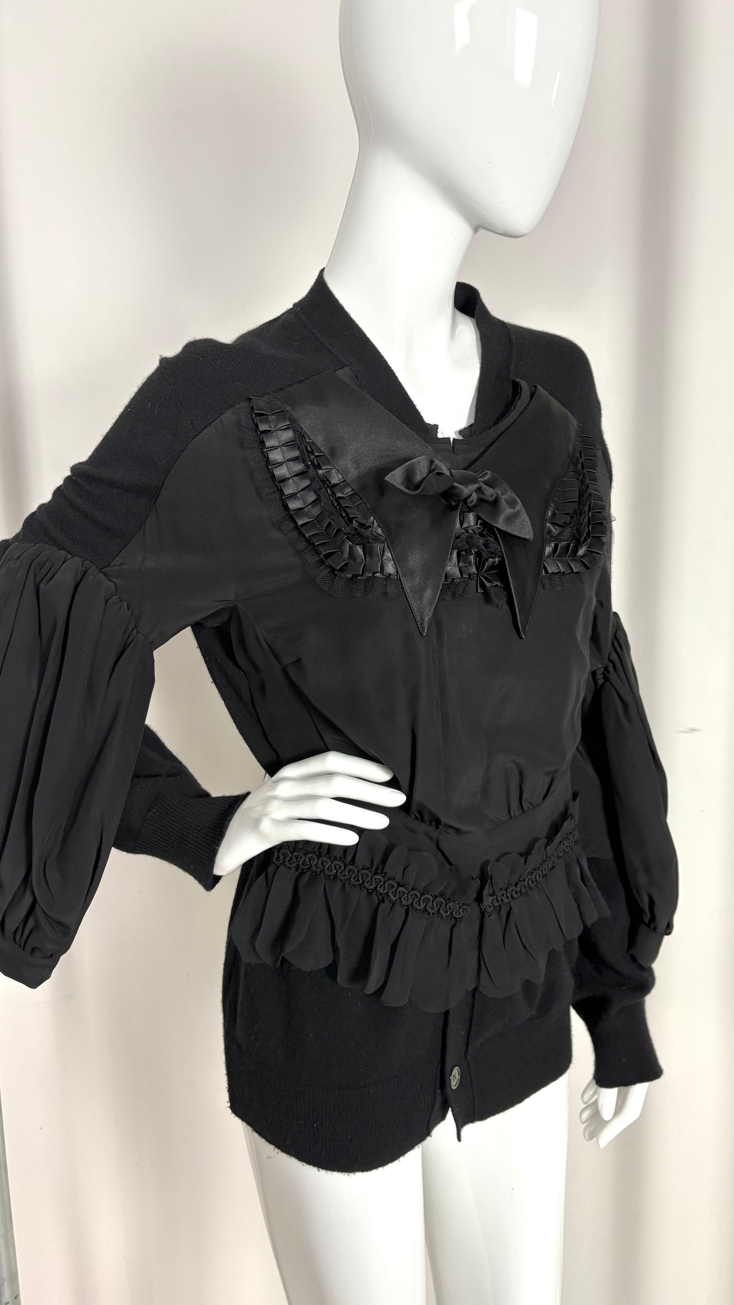 Comme des Garcons A/W 2006 trompe l'oeil corset style bow cardigan
