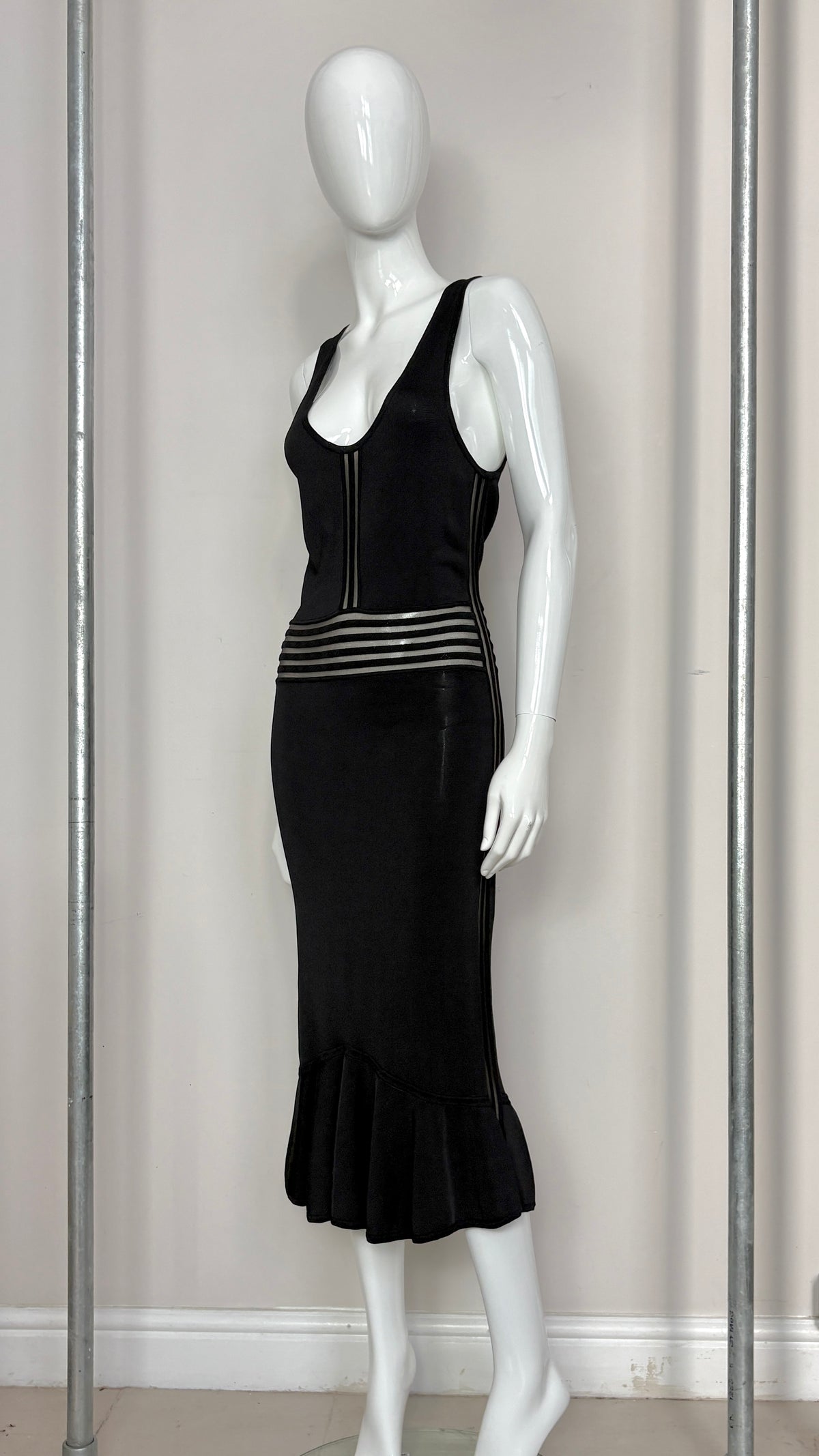John Galliano bodycon knitted dress with sheer panelling