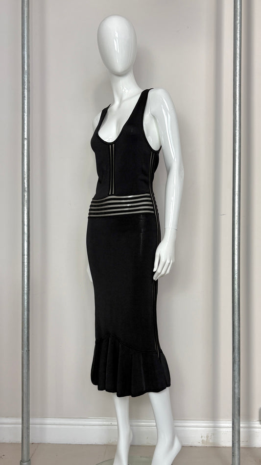 John Galliano bodycon knitted dress with sheer panelling