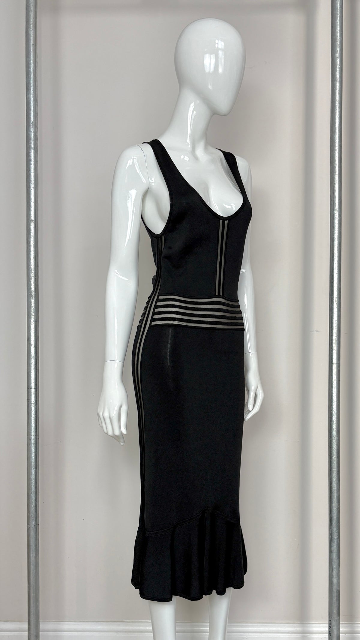 John Galliano bodycon knitted dress with sheer panelling