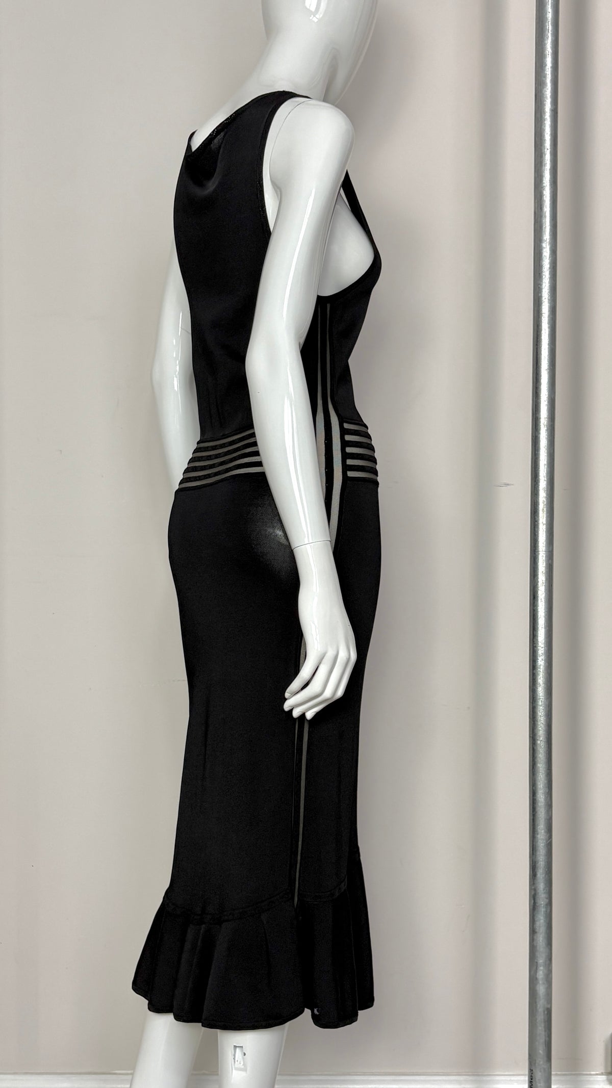 John Galliano bodycon knitted dress with sheer panelling