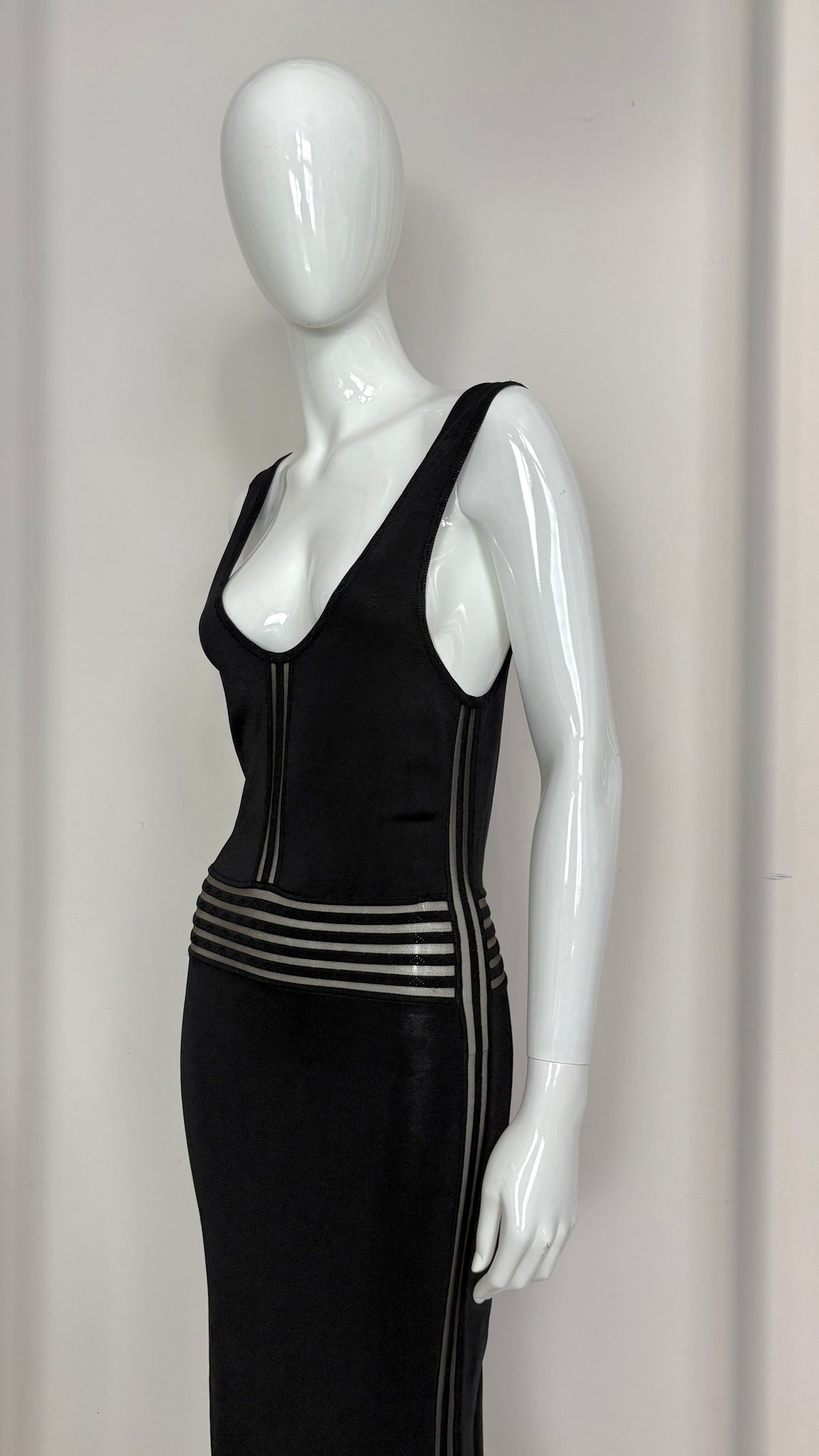 John Galliano bodycon knitted dress with sheer panelling