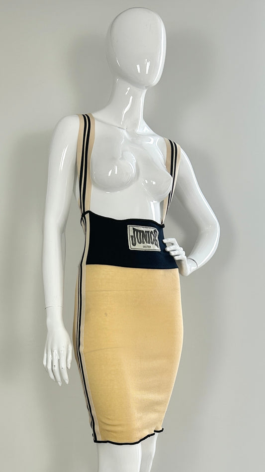 Junior Gaultier boxing style rib skirt with braces