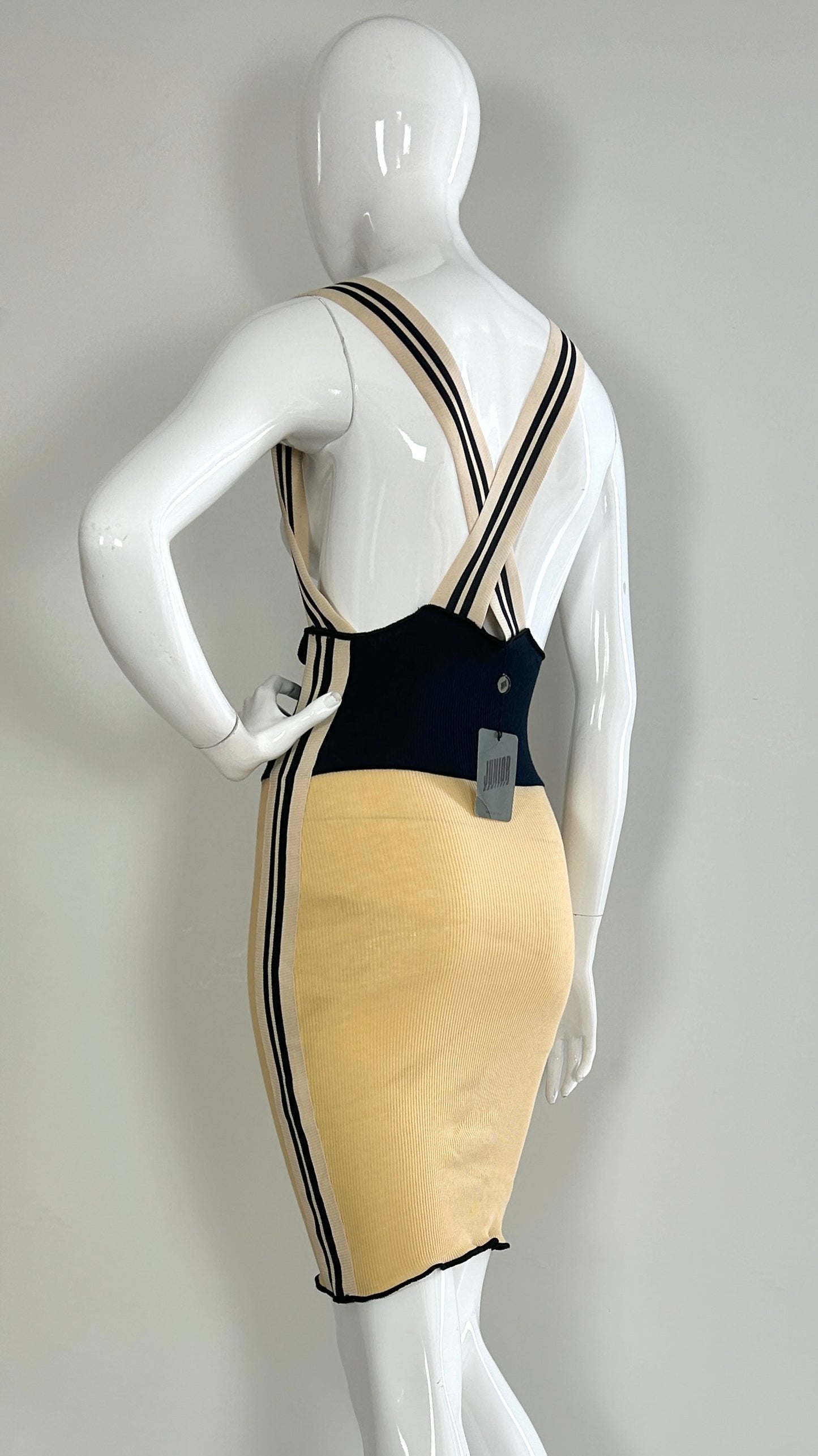 Junior Gaultier boxing style rib skirt with braces