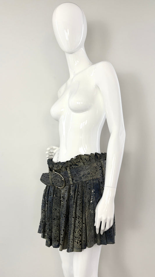 Alexander McQueen laser cut leather skirt