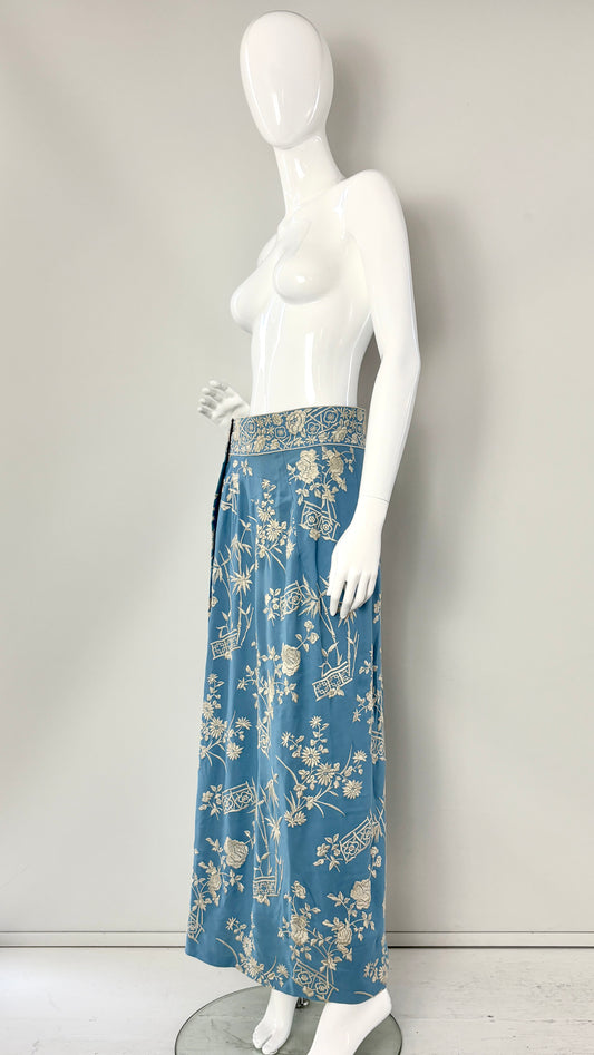 Dolce and Gabbana embroidered wrap skirt with leopard print lining