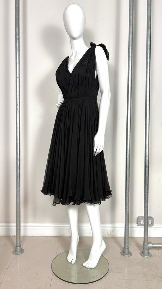 Alexander McQueen A/W 2005-6 'the man who knew too much' black silk chiffon cocktail dress