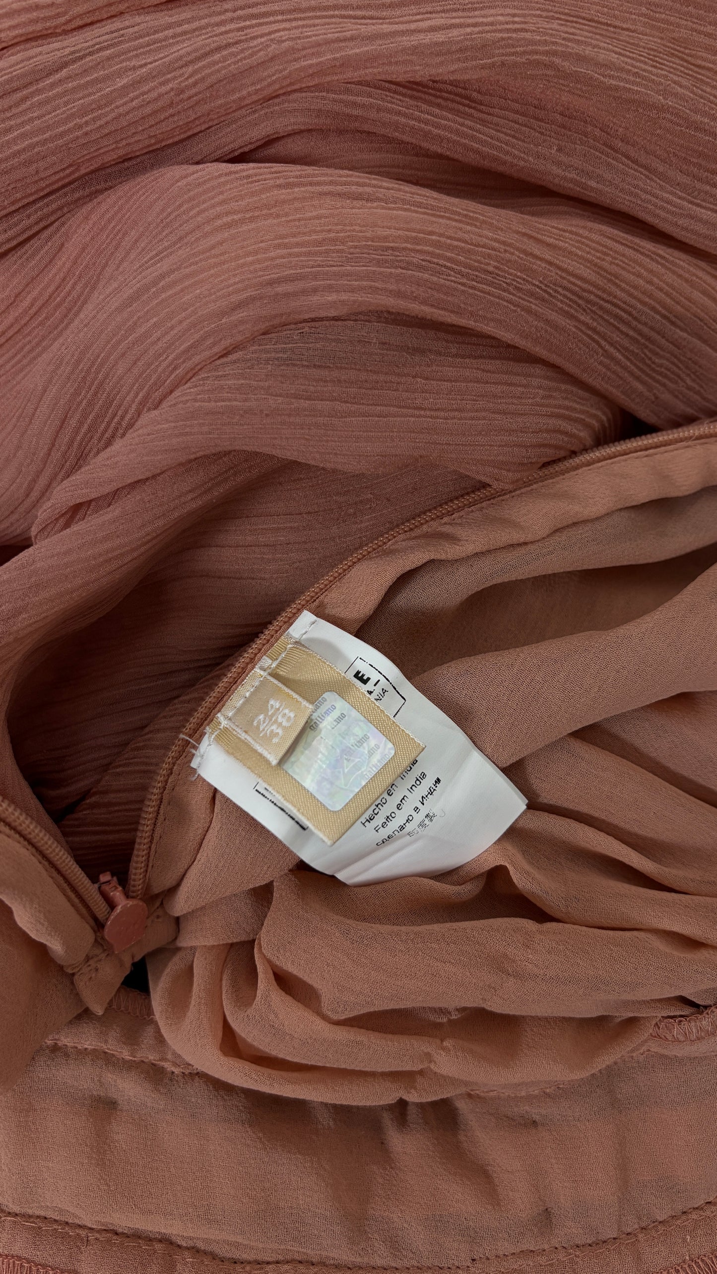 John Galliano grecian style powder pink chiffon evening dress