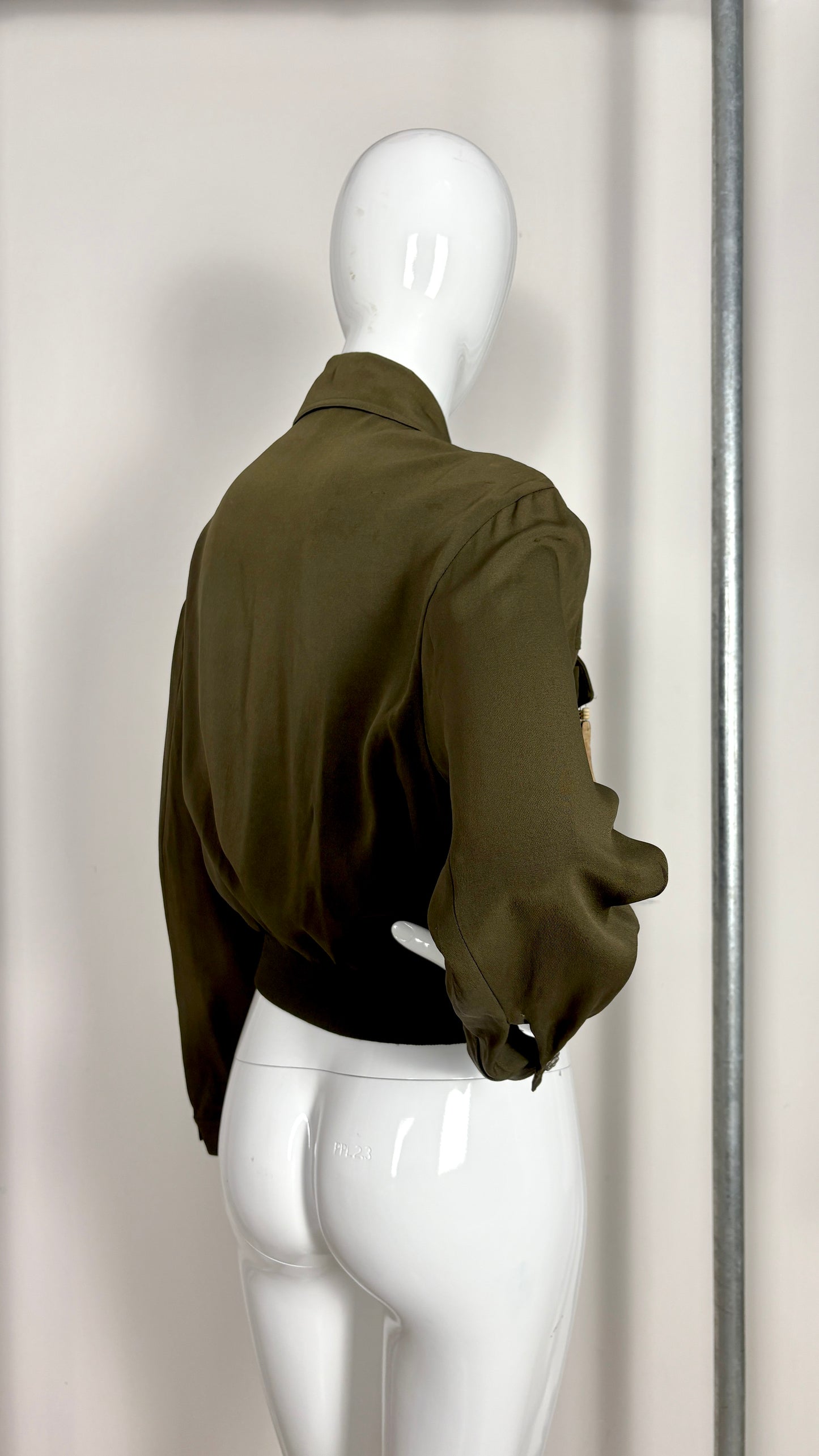 Ozbek forest green jacket with pocket tassles