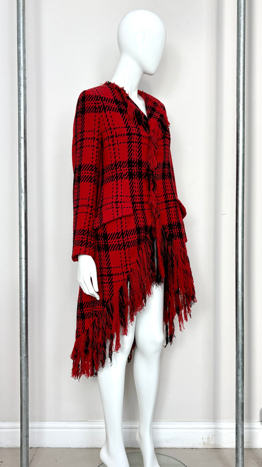Yohji Yamamoto A/W 2003 plaid coat with fringe trim