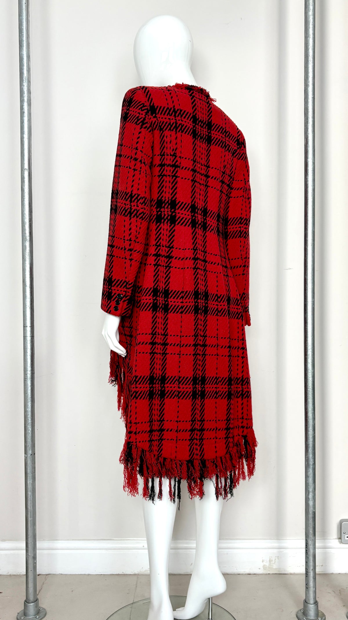 Yohji Yamamoto A/W 2003 plaid coat with fringe trim