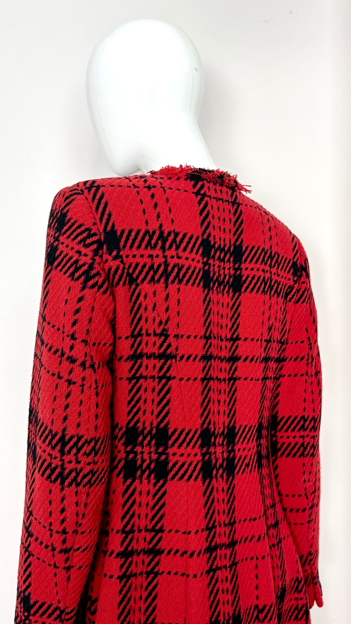Yohji Yamamoto A/W 2003 plaid coat with fringe trim