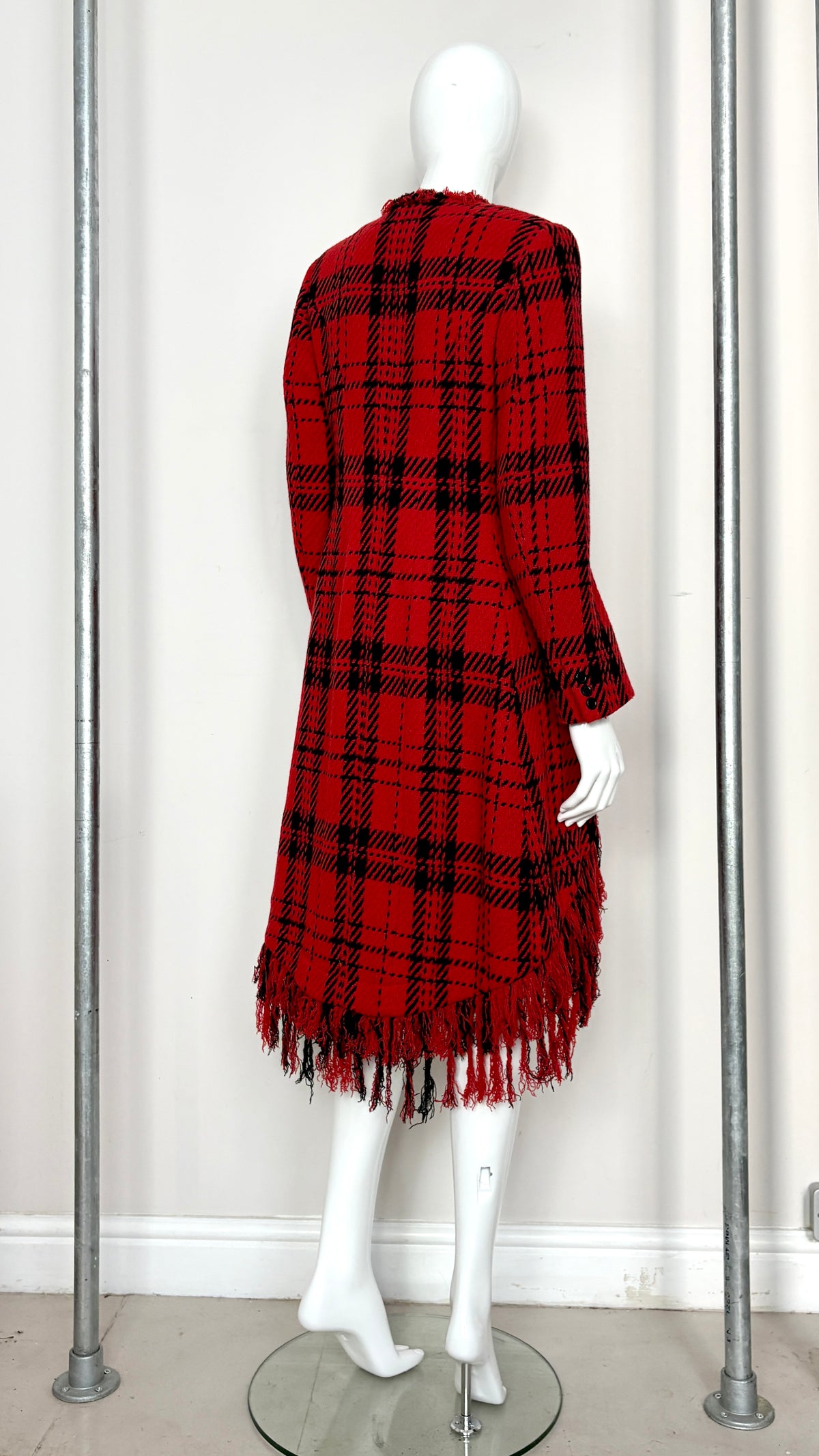 Yohji Yamamoto A/W 2003 plaid coat with fringe trim