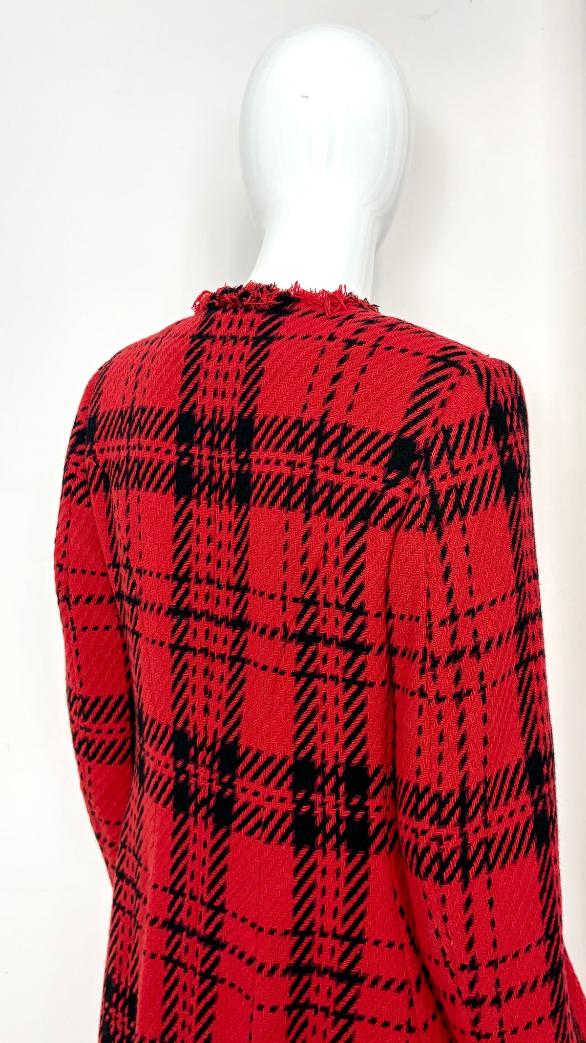 Yohji Yamamoto A/W 2003 plaid coat with fringe trim