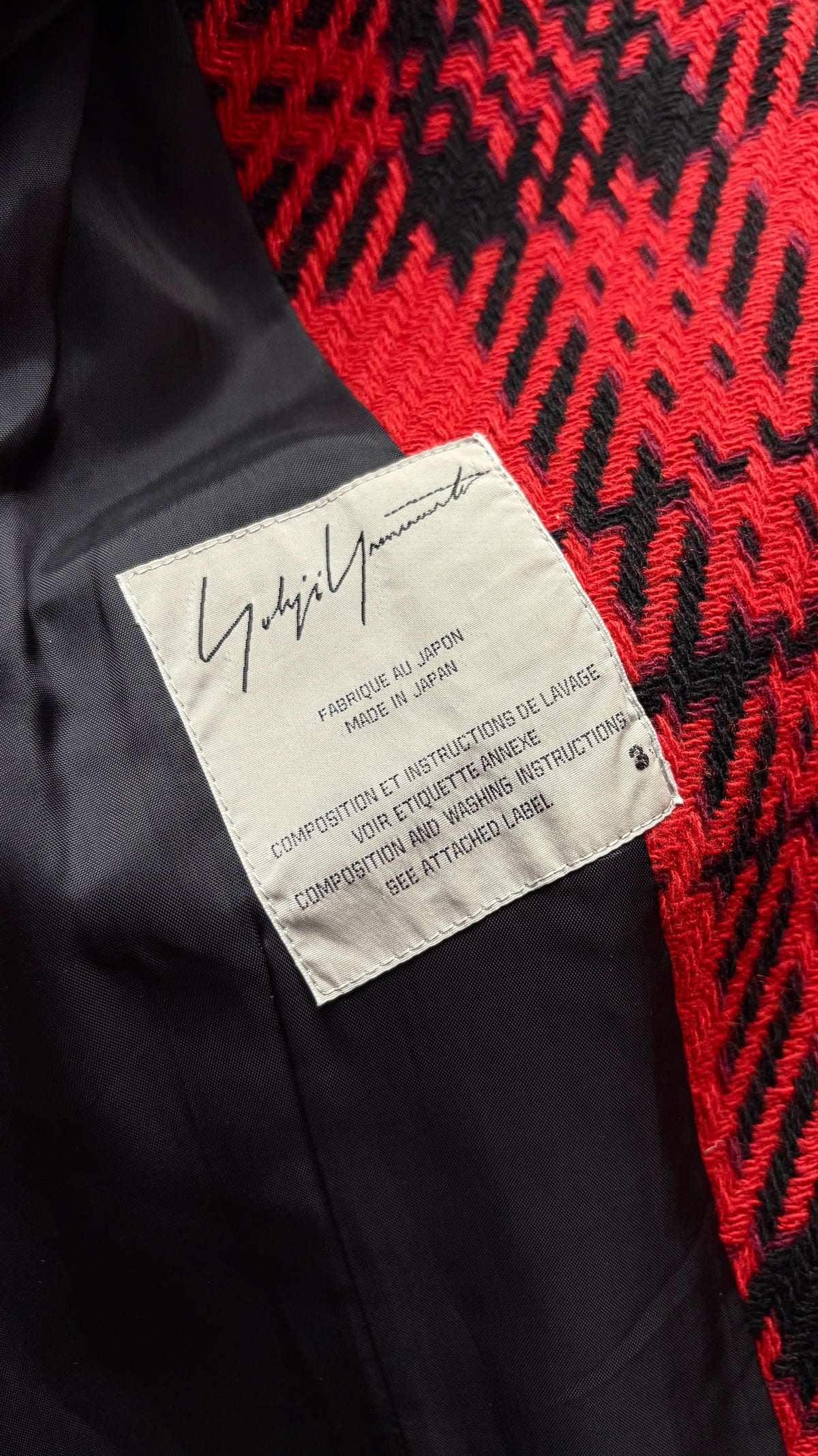 Yohji Yamamoto A/W 2003 plaid coat with fringe trim