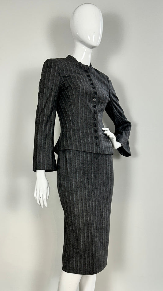 Alexander McQueen pinstripe skirt suit ensemble