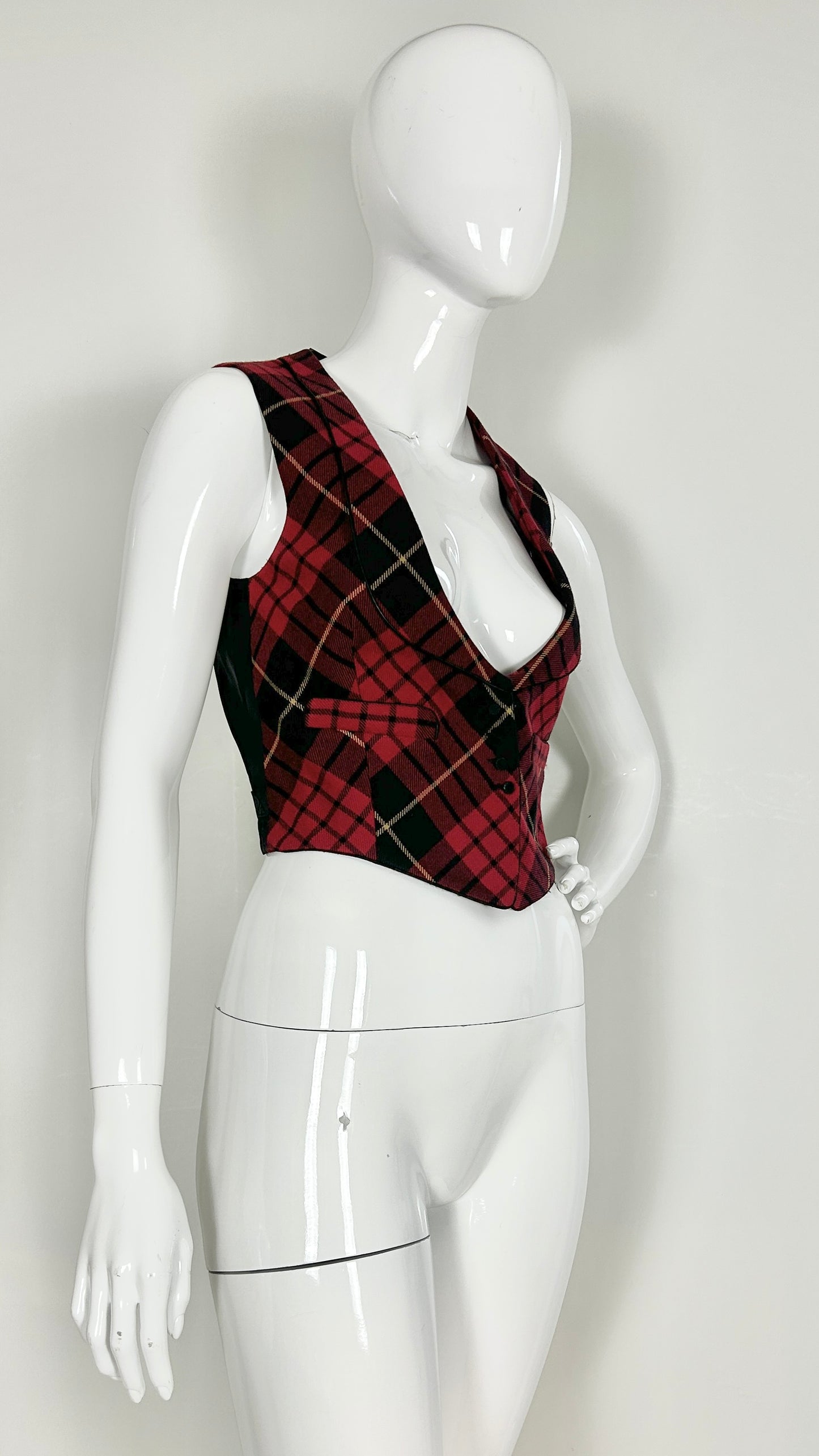 Alexander McQueen cropped tartan waistcoat