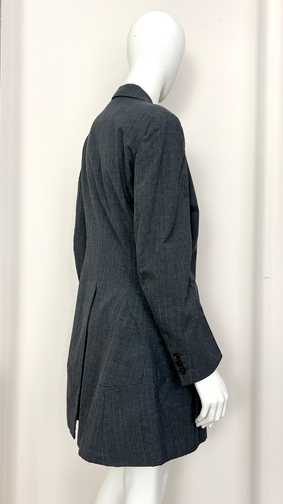 Comme des Garcons S/S 1995 pinstripe sculptural bustle suit