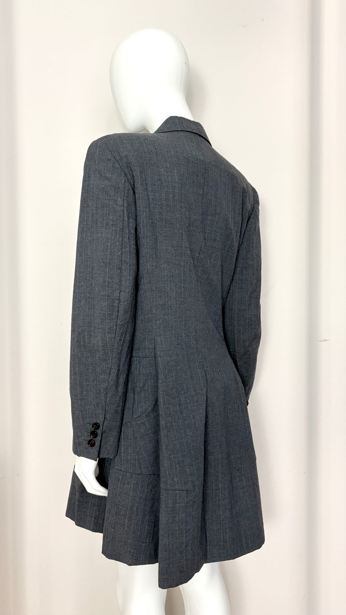 Comme des Garcons S/S 1995 pinstripe sculptural bustle suit