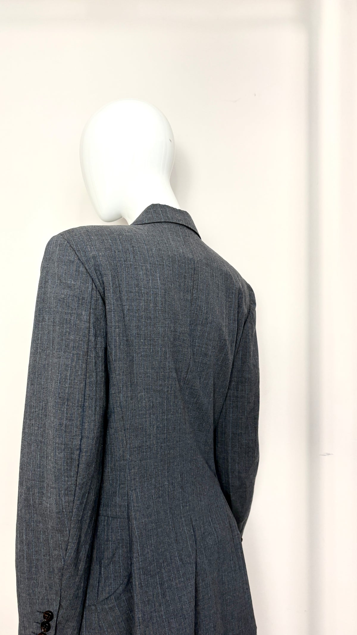Comme des Garcons S/S 1995 pinstripe sculptural bustle suit