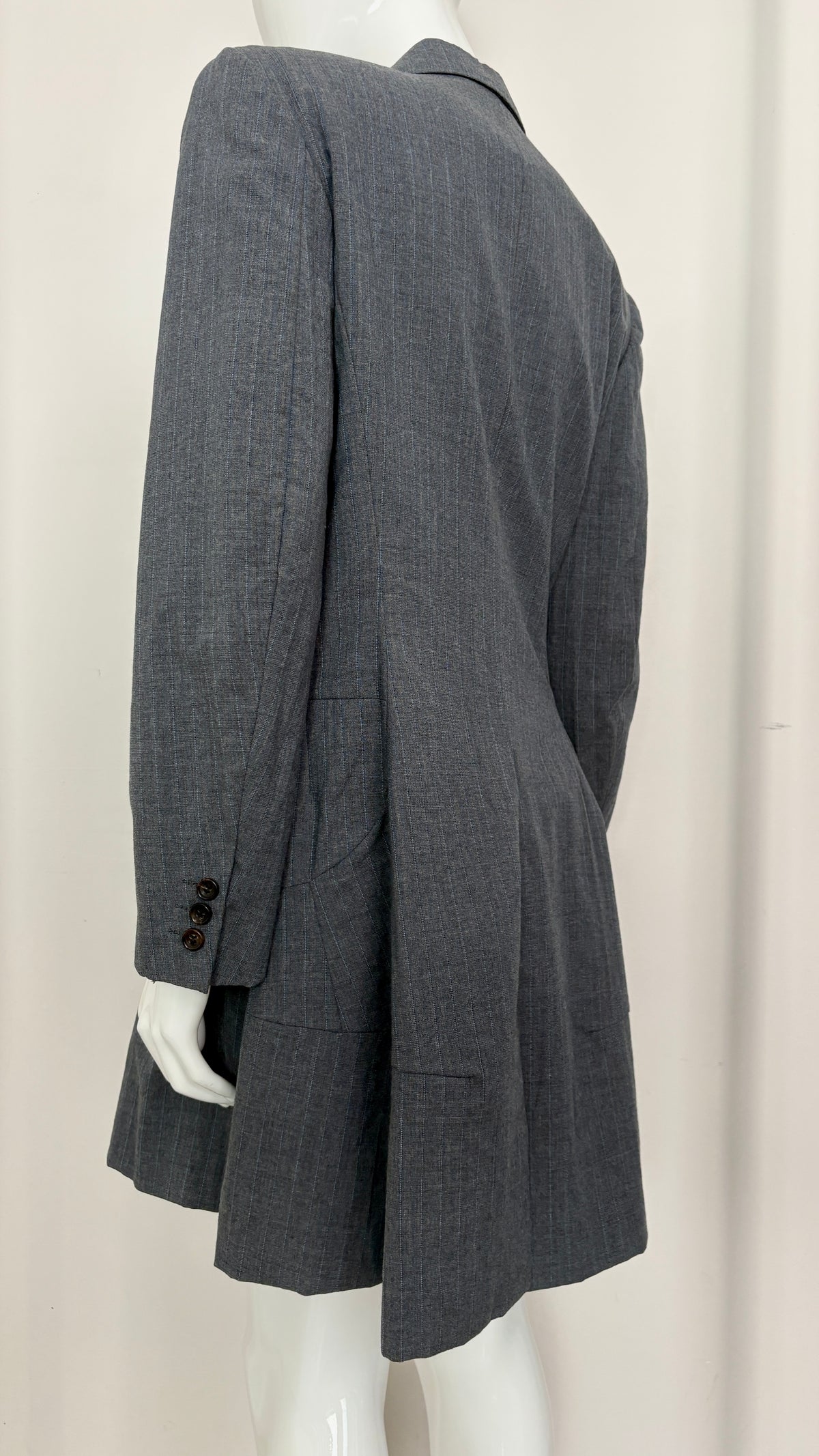 Comme des Garcons S/S 1995 pinstripe sculptural bustle suit