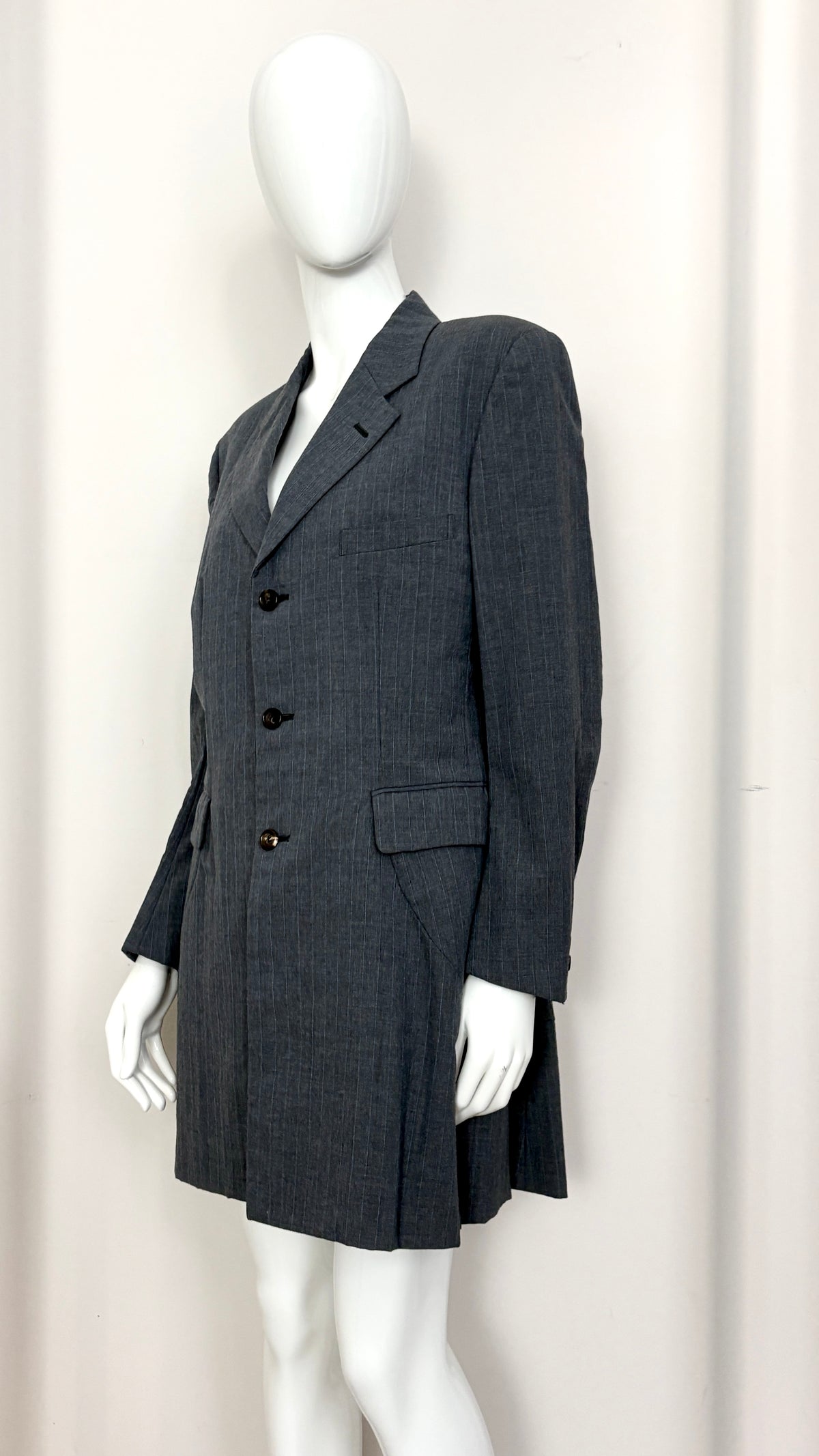 Comme des Garcons S/S 1995 pinstripe sculptural bustle suit