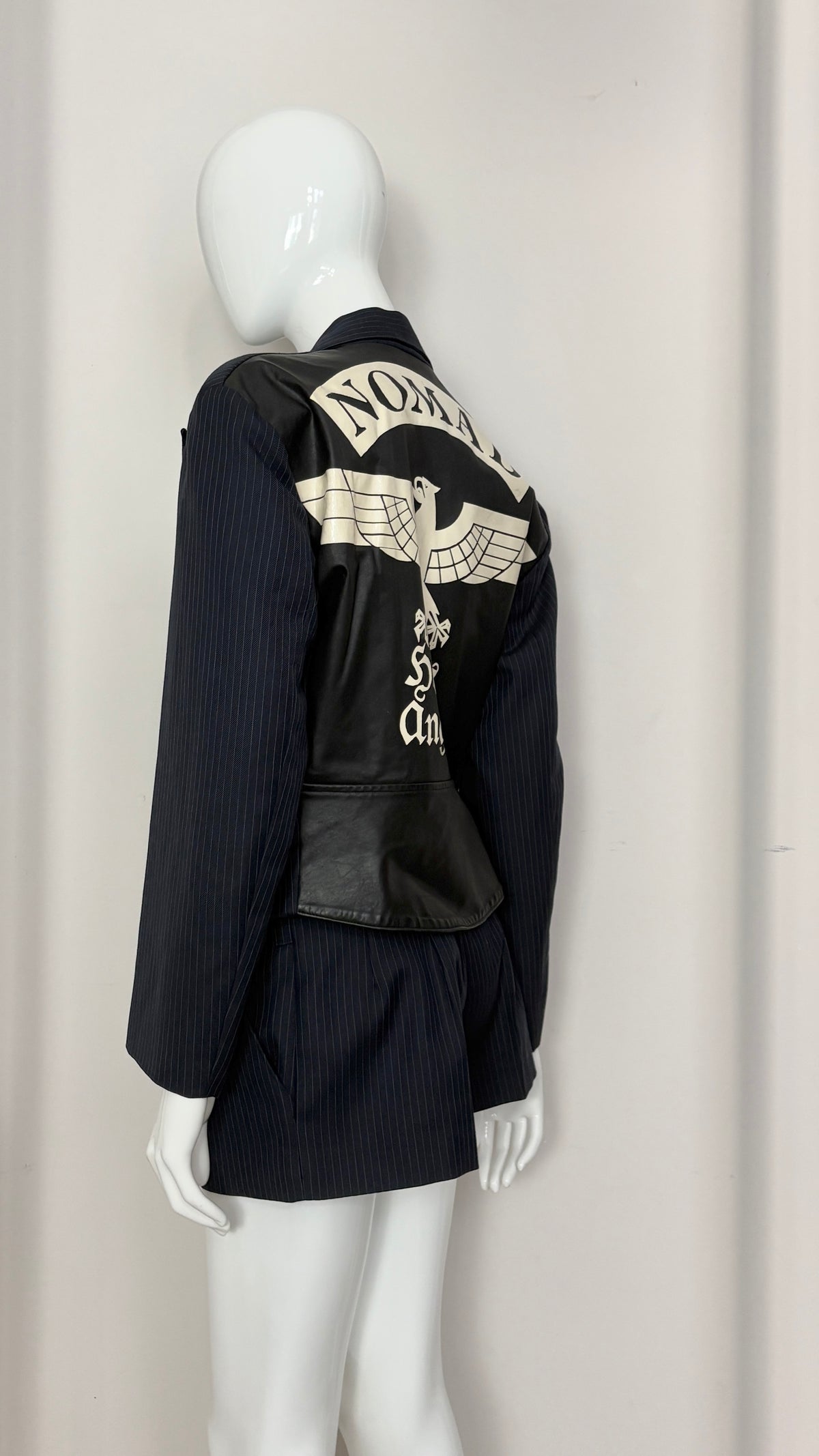 John Richmond hells angels pinstripe and leather tailored suit