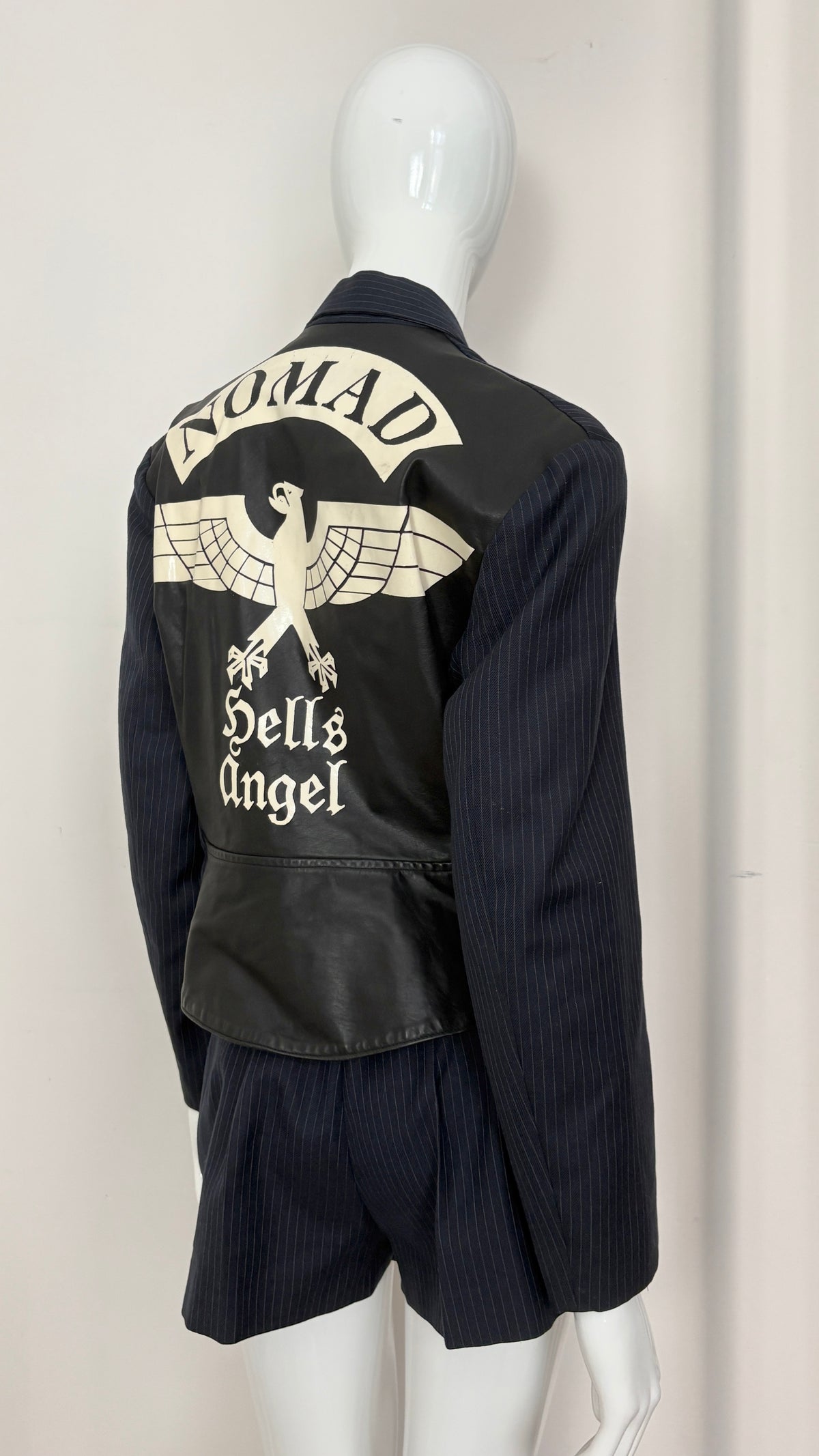John Richmond hells angels pinstripe and leather tailored suit