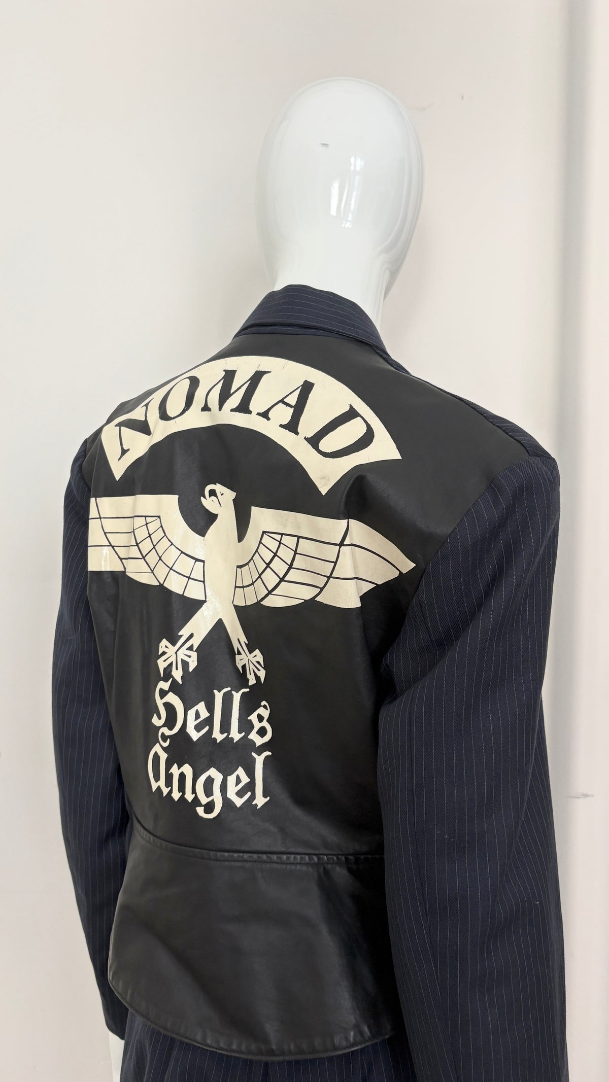 John Richmond hells angels pinstripe and leather tailored suit