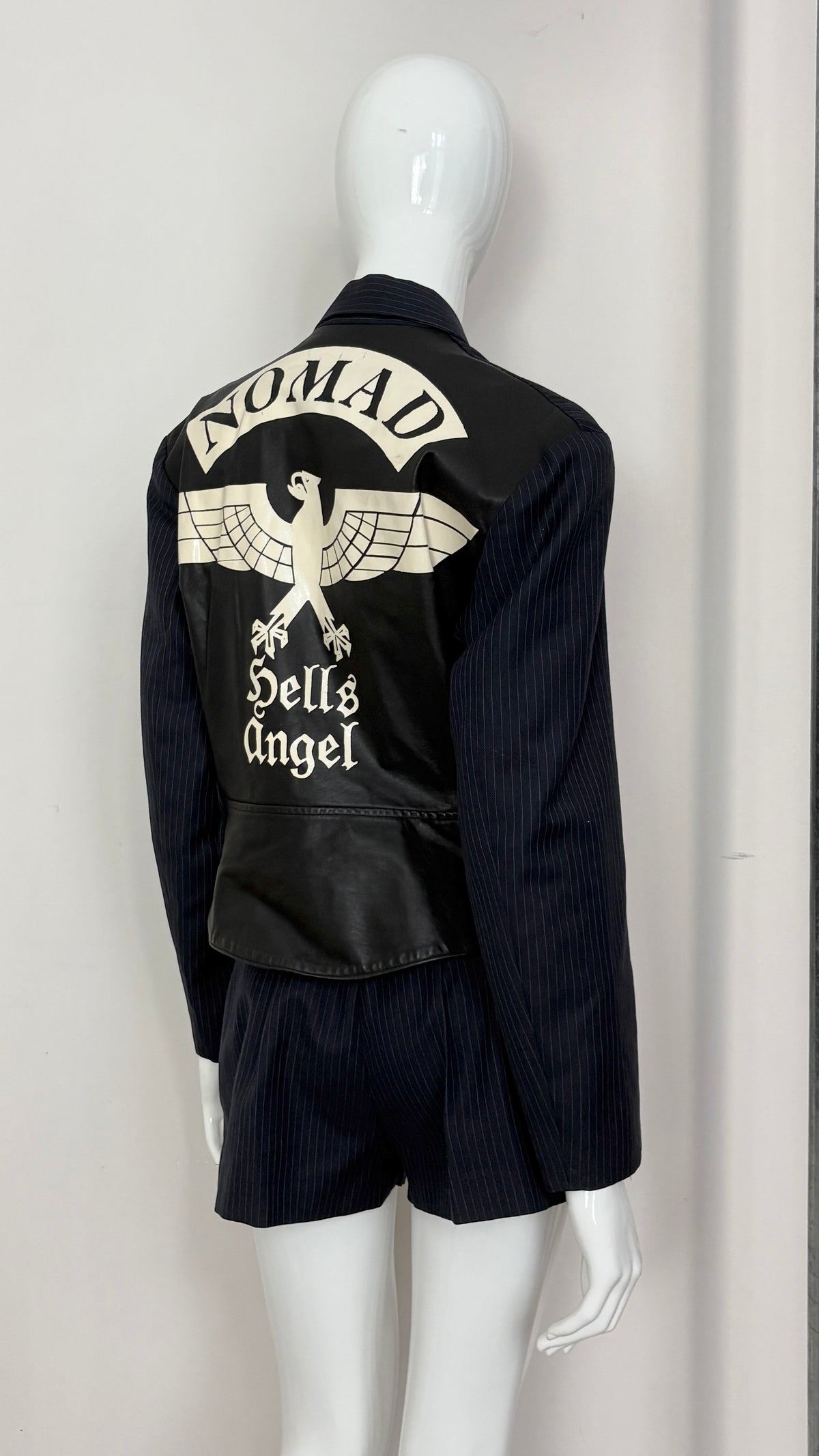 John Richmond hells angels pinstripe and leather tailored suit