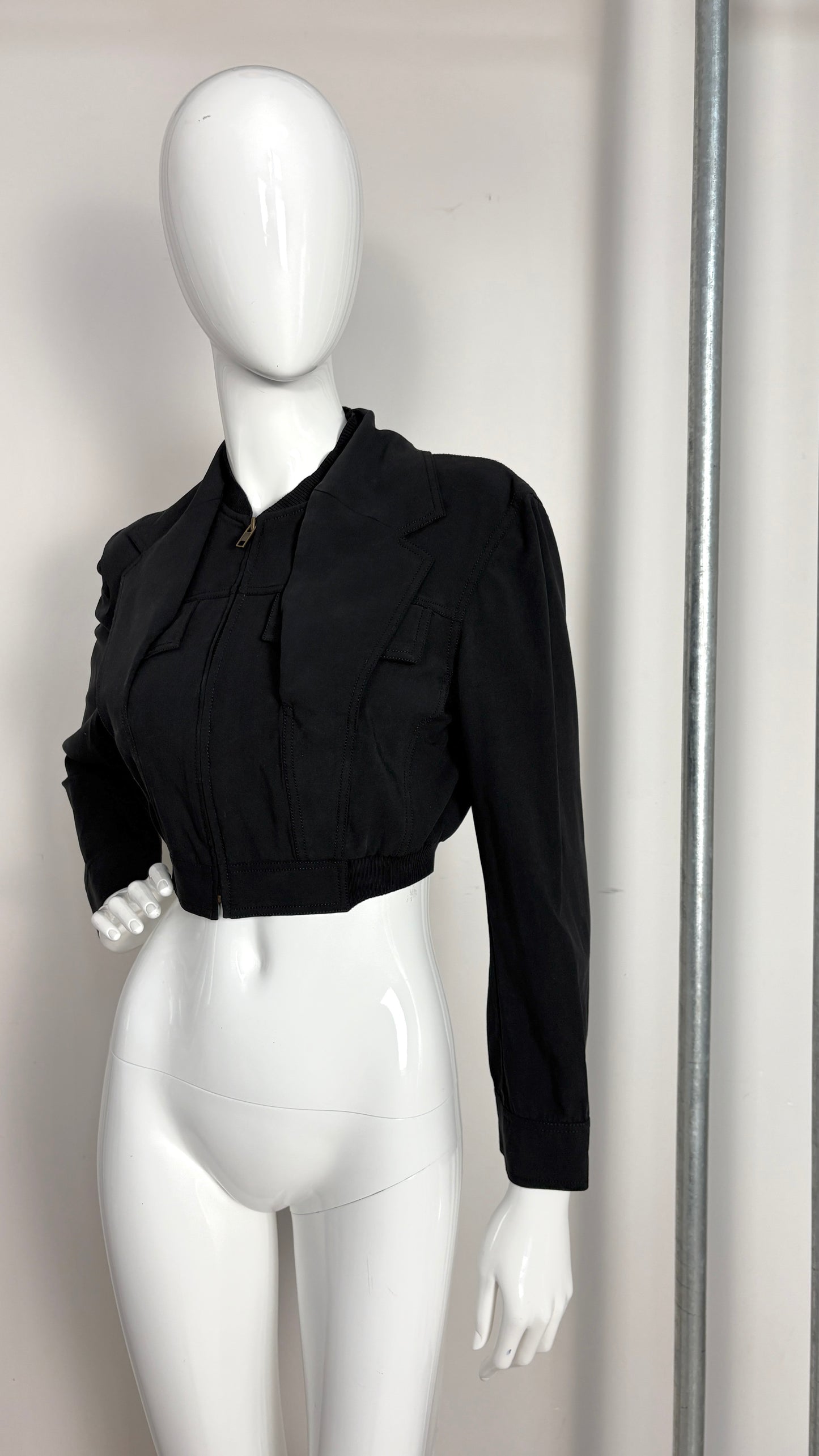 John Galliano cropped bomber jacket with disappearing lapel