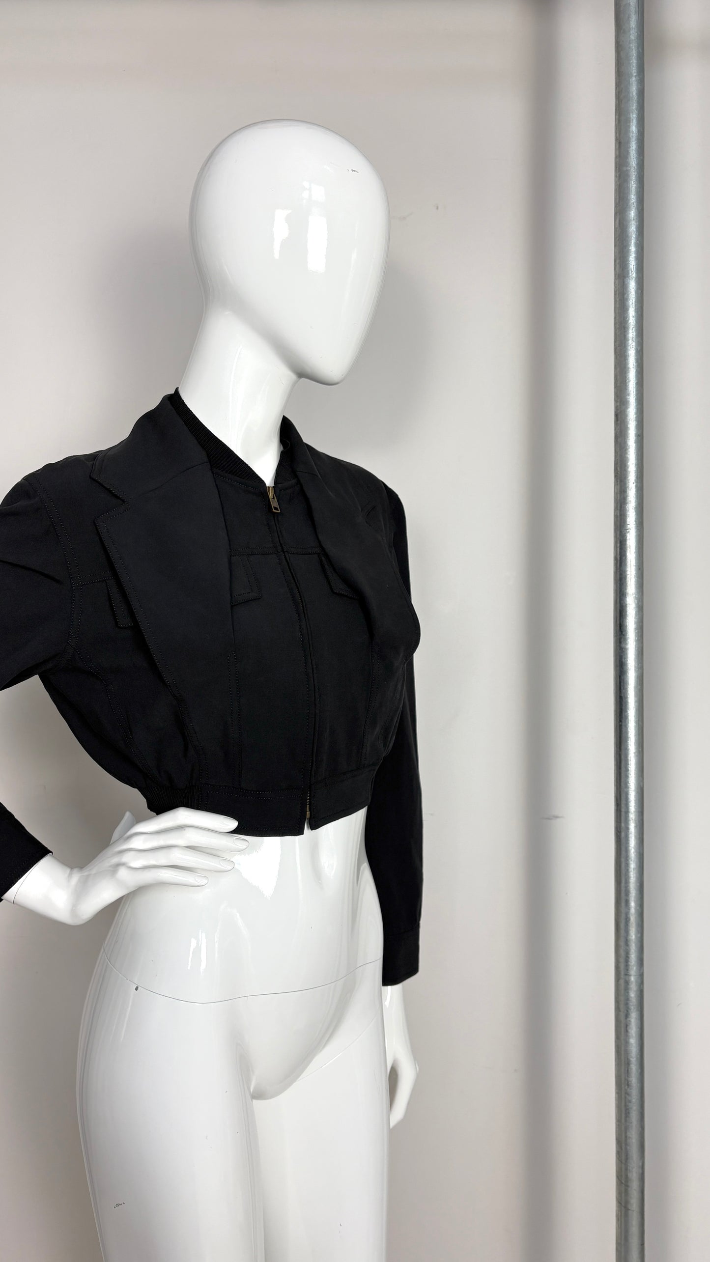 John Galliano cropped bomber jacket with disappearing lapel