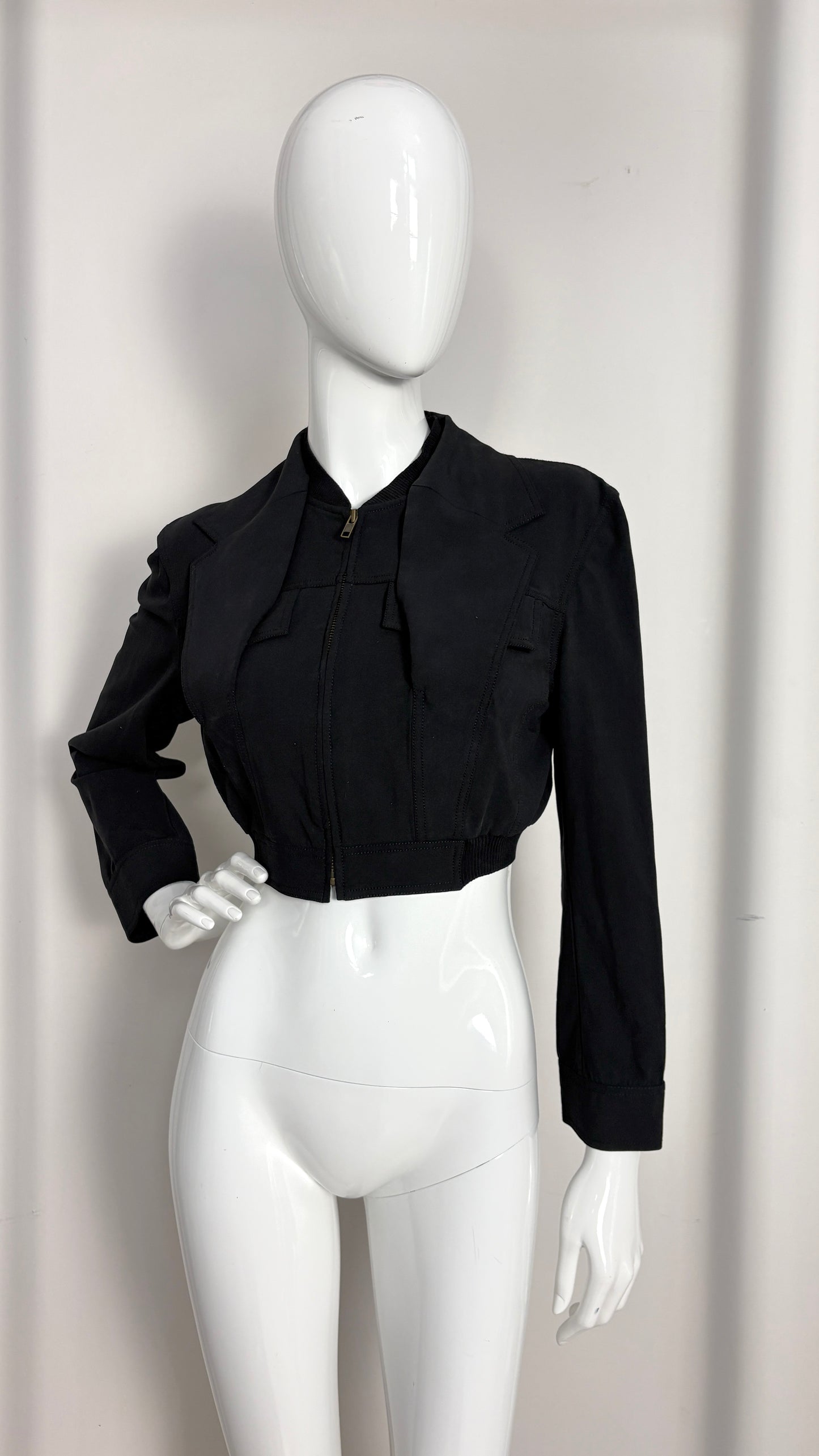 John Galliano cropped bomber jacket with disappearing lapel