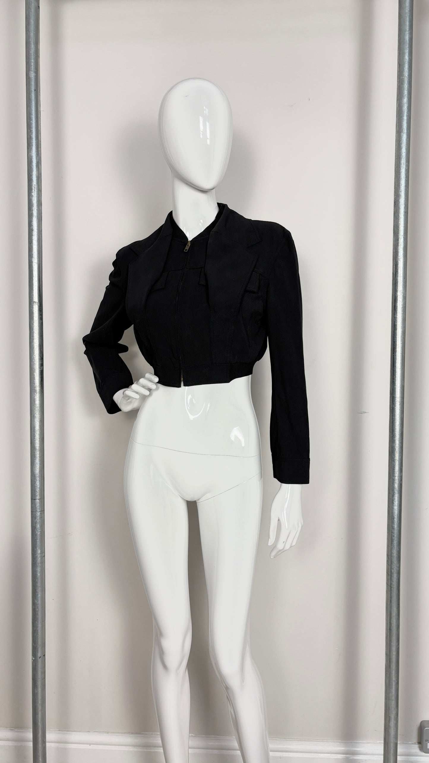 John Galliano cropped bomber jacket with disappearing lapel