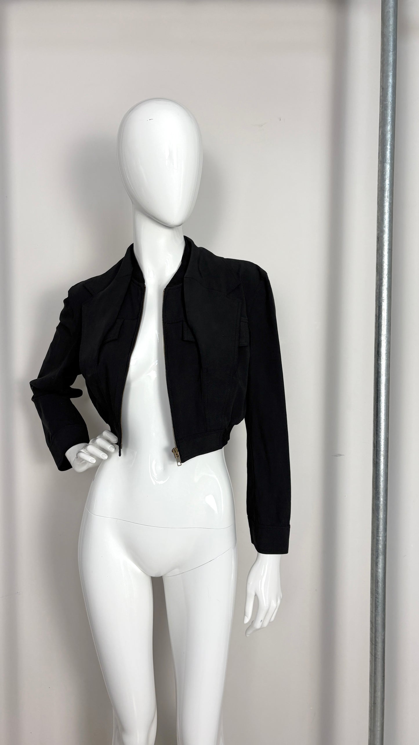 John Galliano cropped bomber jacket with disappearing lapel